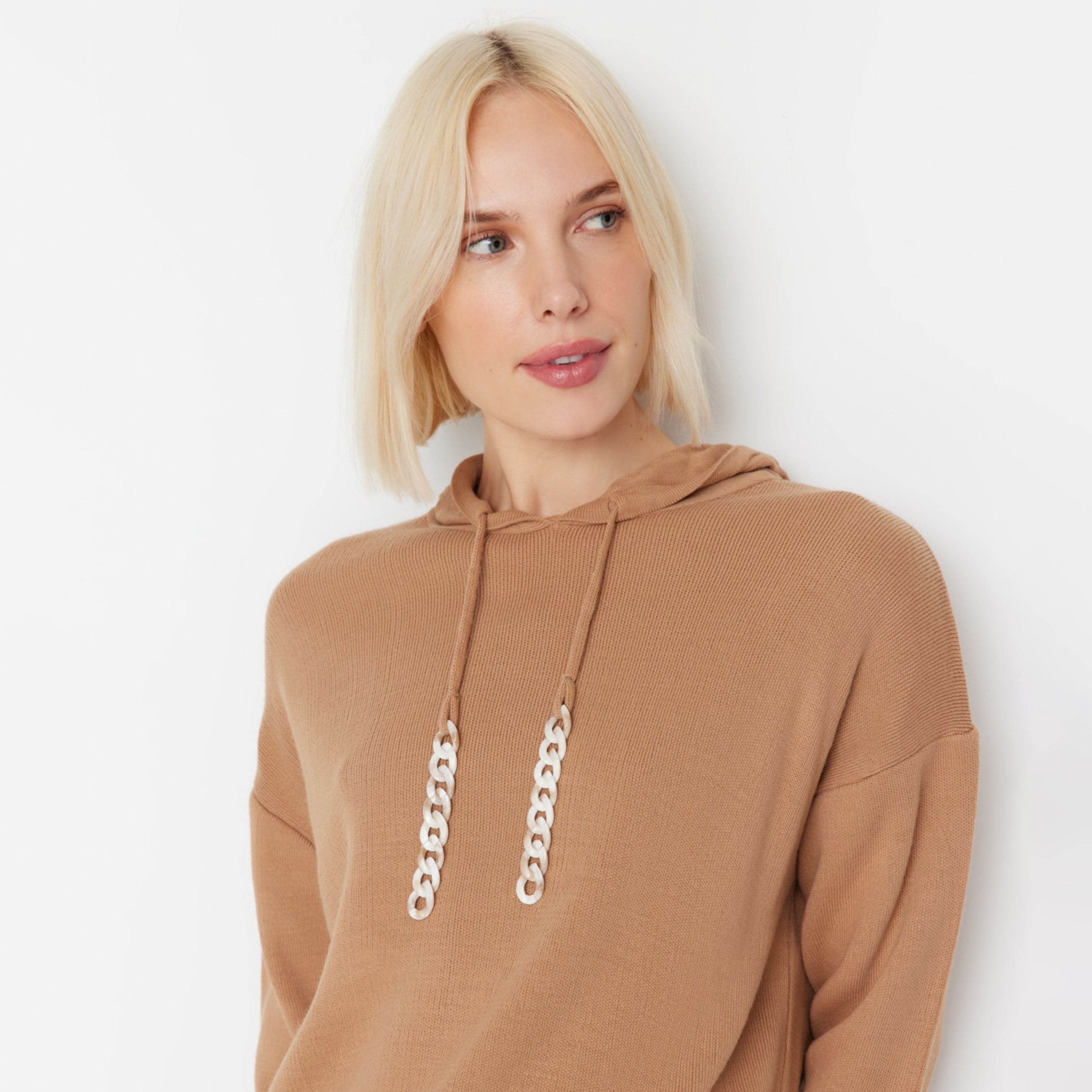 Trendyol Modest Beige Hooded Dropped Sleeves Women's Hoodie & Pants Set-women-clothing-coordsets-image-5