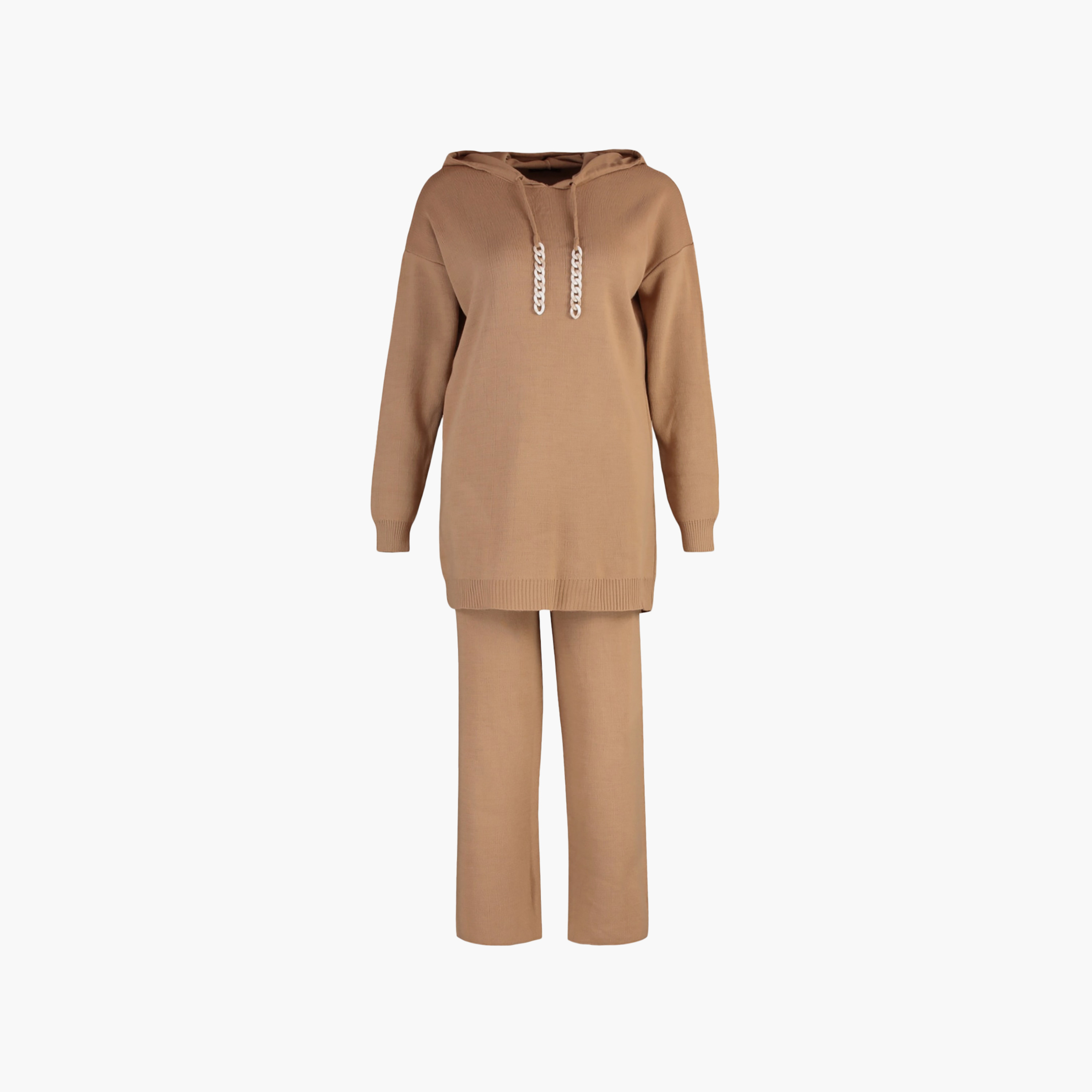 Trendyol Modest Beige Hooded Dropped Sleeves Women's Hoodie & Pants Set-women-clothing-coordsets-image-7