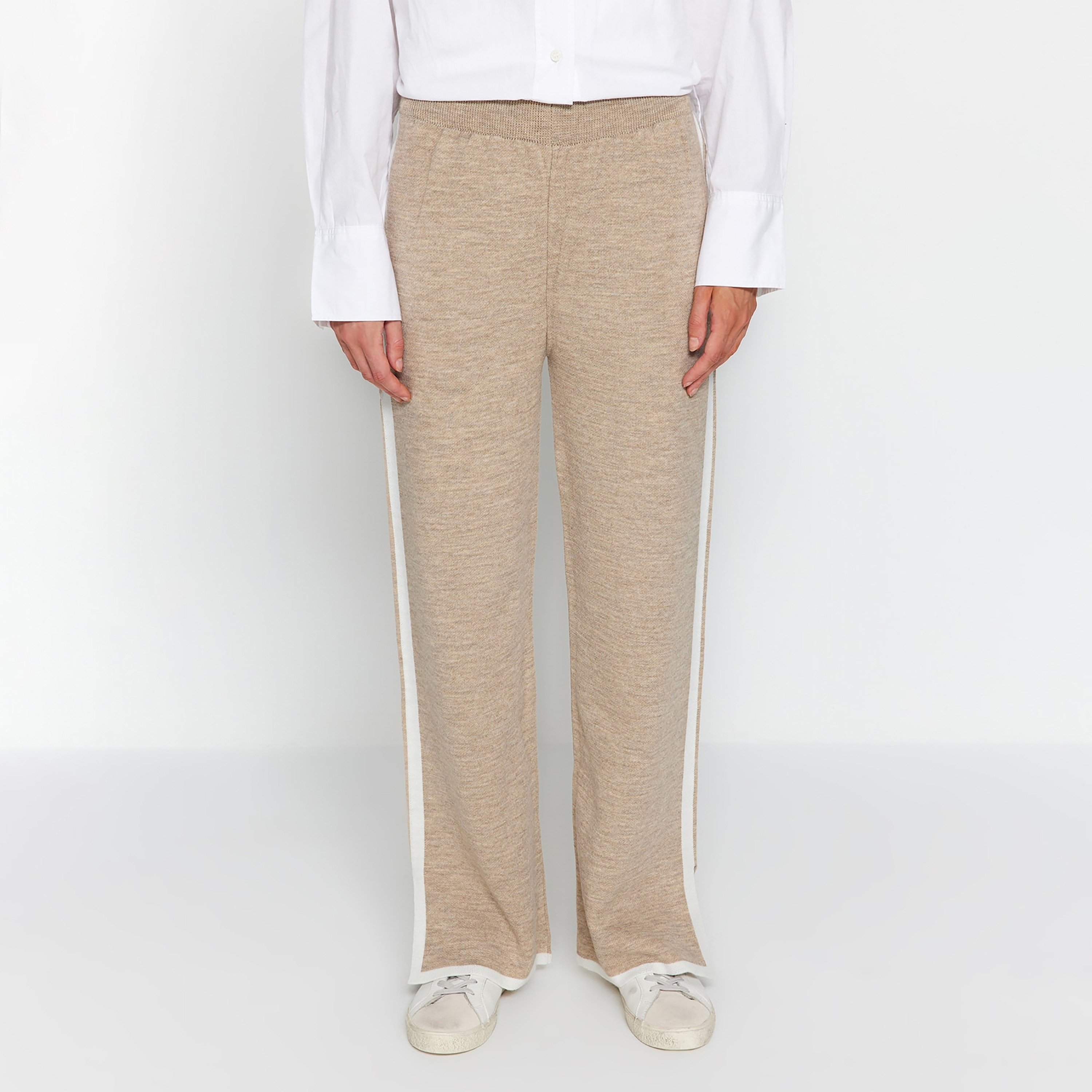 Trendyol Modest Beige Color-Blocked Dropped Sleeves Women's Cardigan & Pants Set-women-clothing-coordsets-image-3