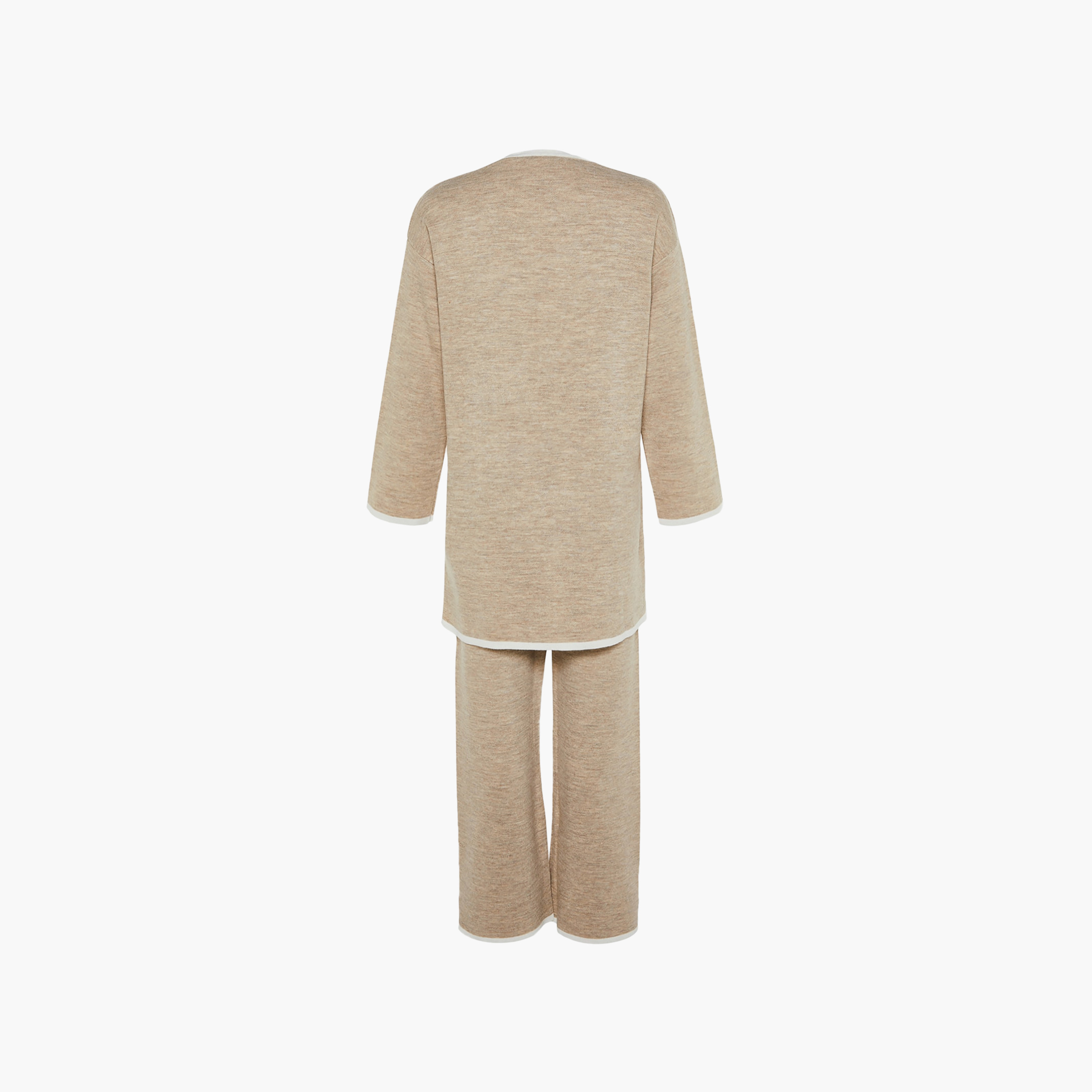 Trendyol Modest Beige Color-Blocked Dropped Sleeves Women's Cardigan & Pants Set-women-clothing-coordsets-image-9