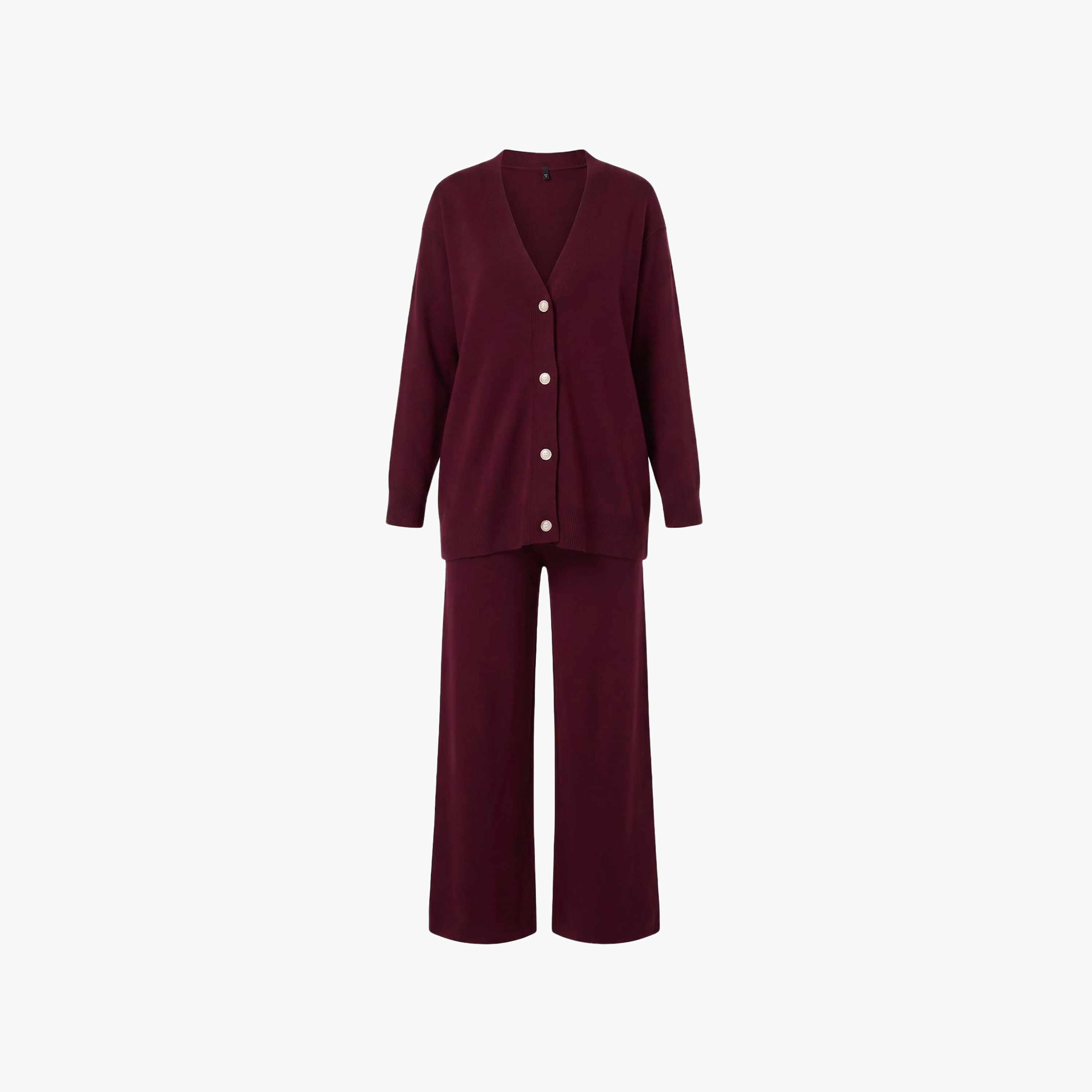 طقم كارديجان وبنطلون حريمي محتشم بأكمام مسدلة من ترينديول-women-clothing-coordsets-image-5