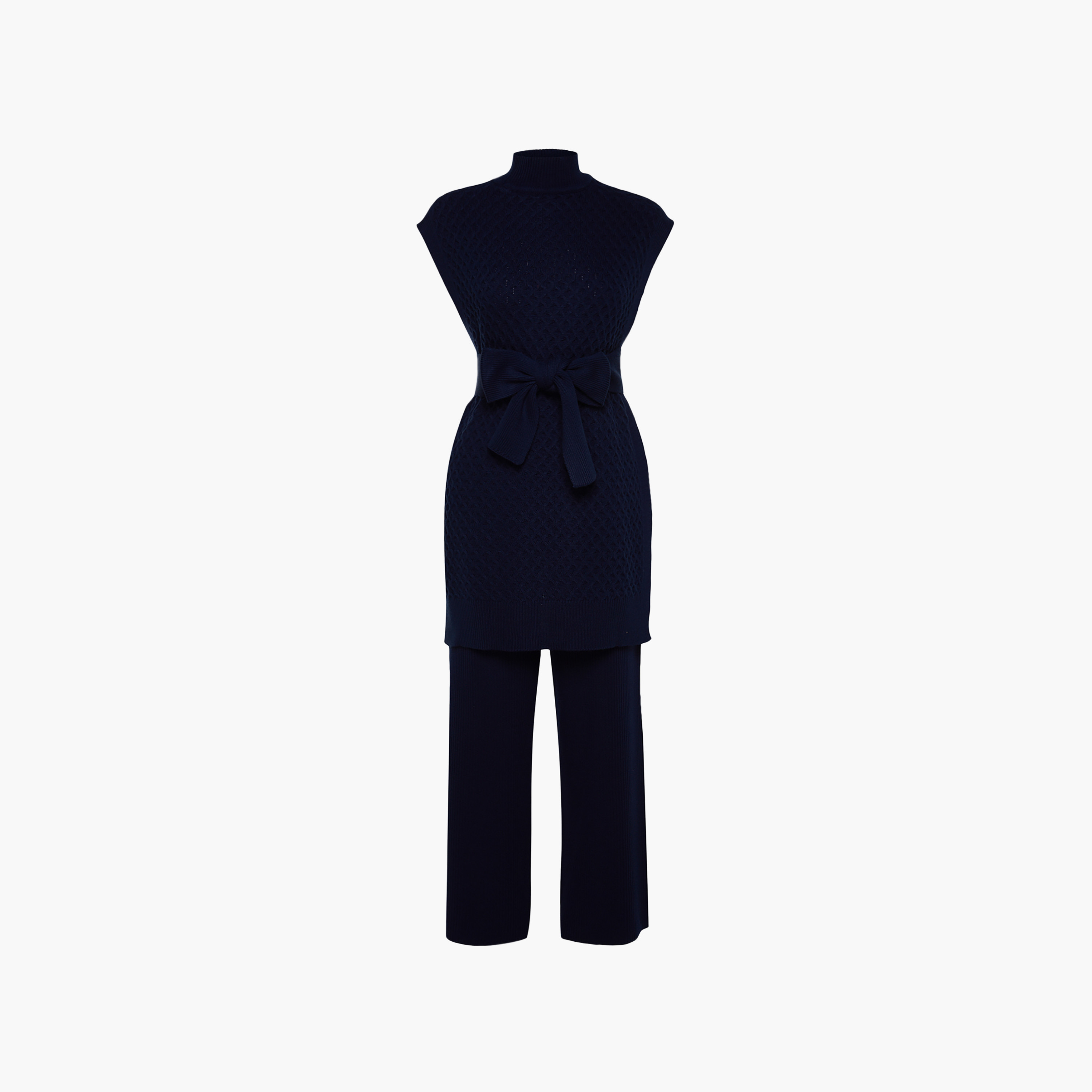 Trendyol Modest Geometric Knit Mock Neck Women's Sweater Vest & Pants Set-women-clothing-coordsets-image-10