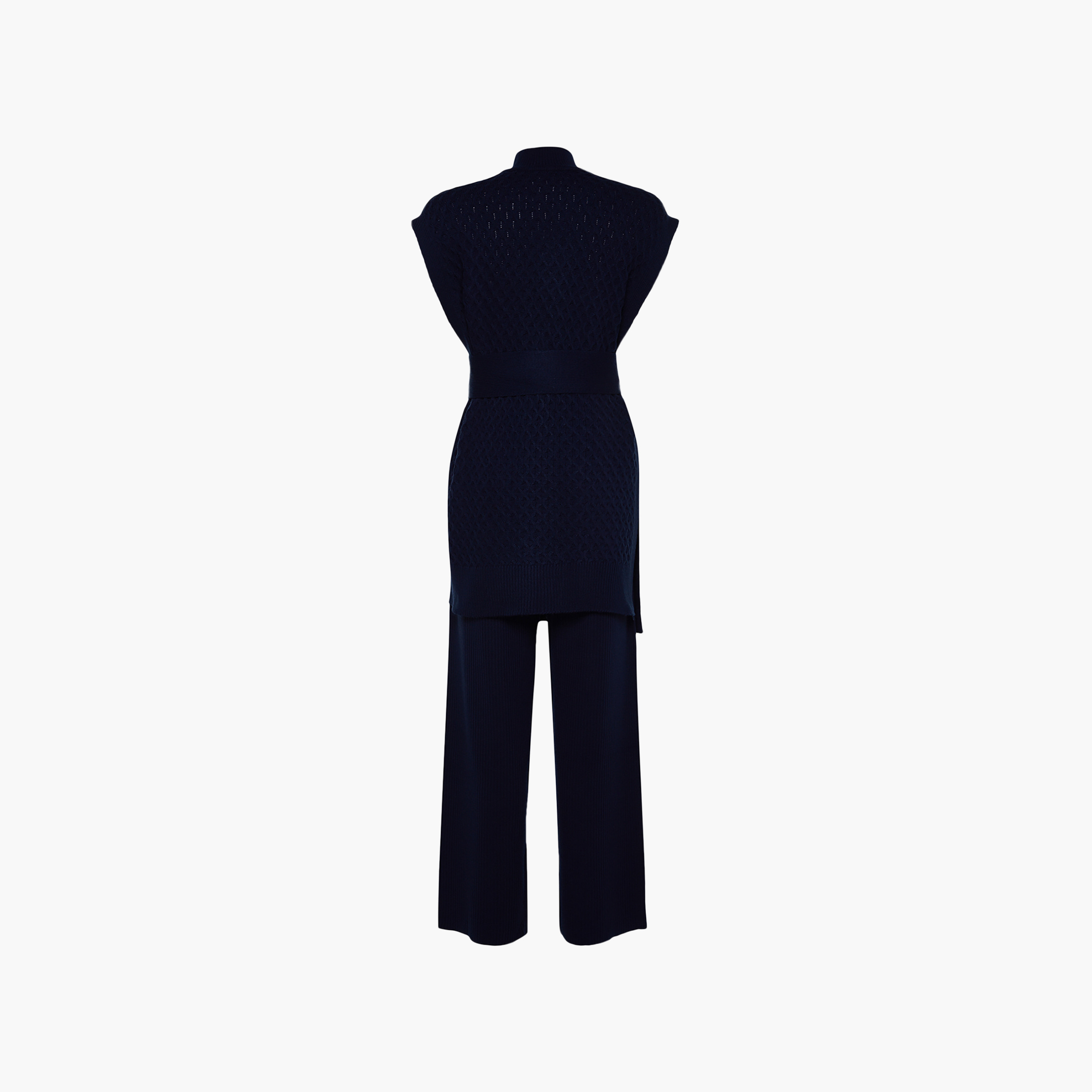 Trendyol Modest Geometric Knit Mock Neck Women's Sweater Vest & Pants Set-women-clothing-coordsets-image-2