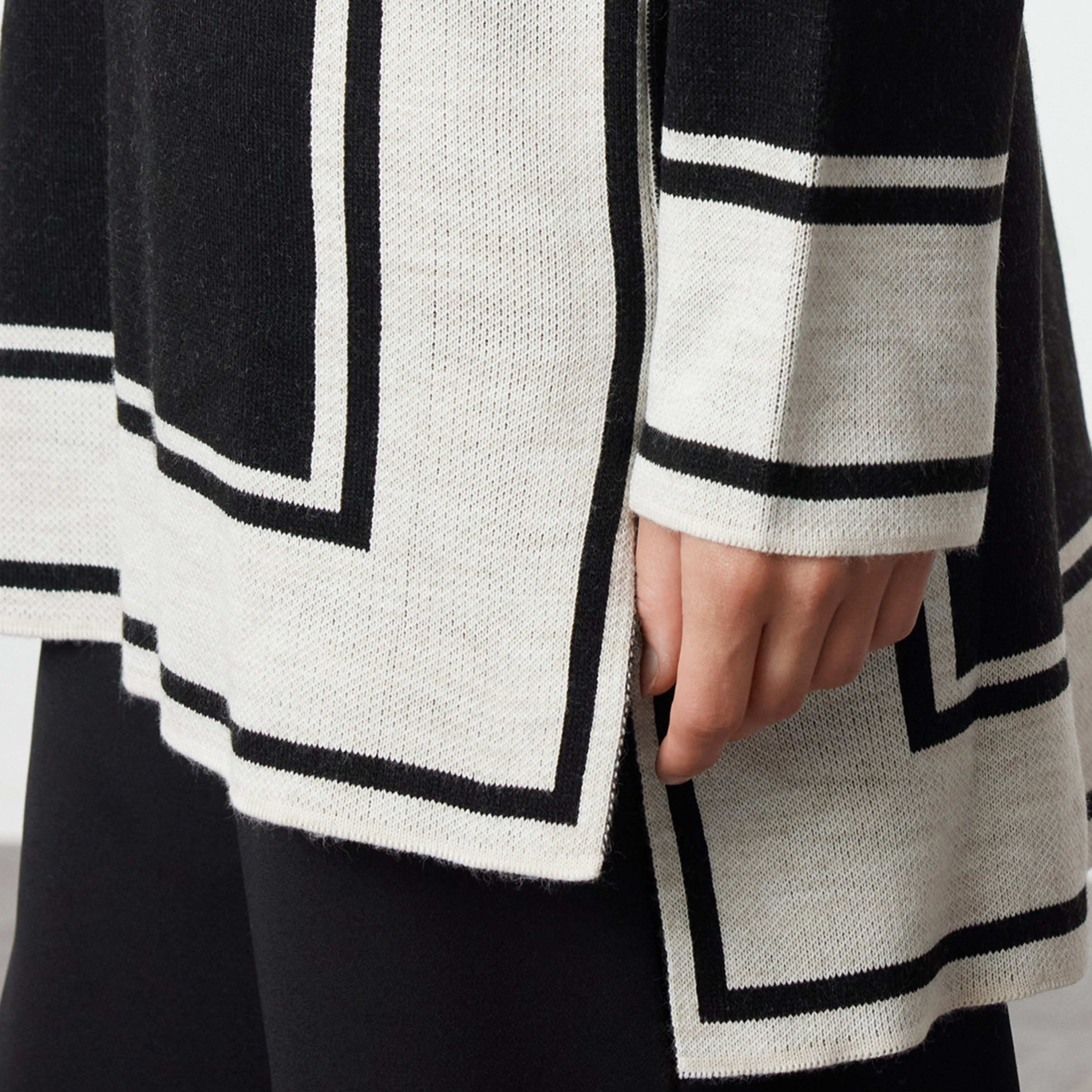 Trendyol Modest Black Striped High Neck Dropped Sleeves Women's Sweater & Pants Set-women-clothing-coordsets-image-6