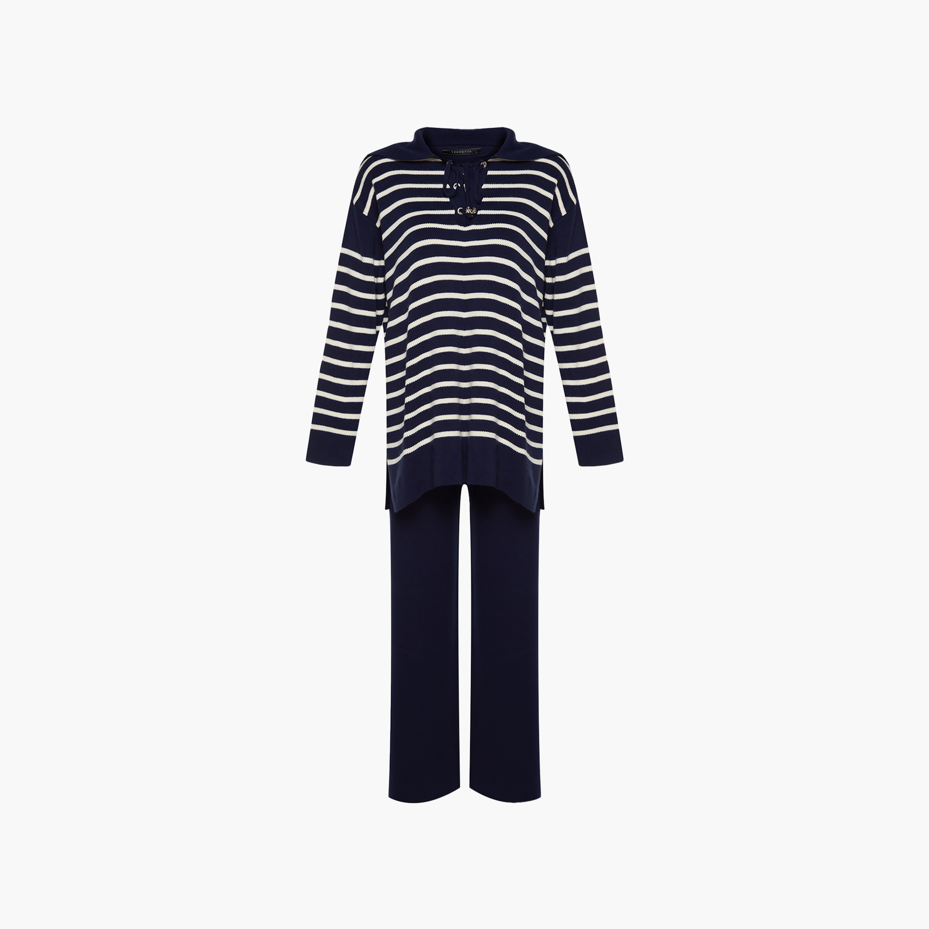 Trendyol Modest Striped Sailor Collar Dropped Sleeves Women's Sweater & Pants Set-women-clothing-coordsets-image-4