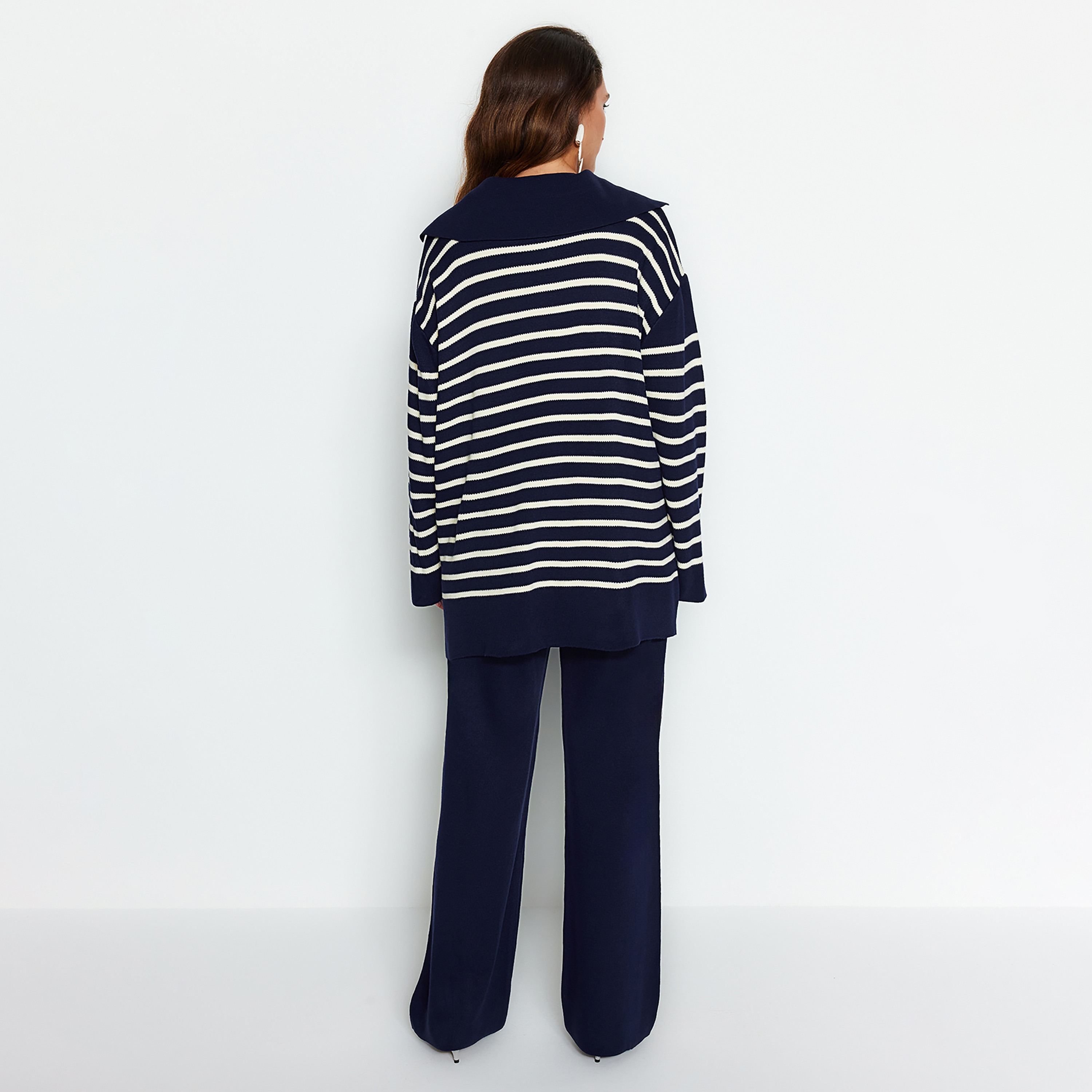 Trendyol Modest Striped Sailor Collar Dropped Sleeves Women's Sweater & Pants Set-women-clothing-coordsets-image-8