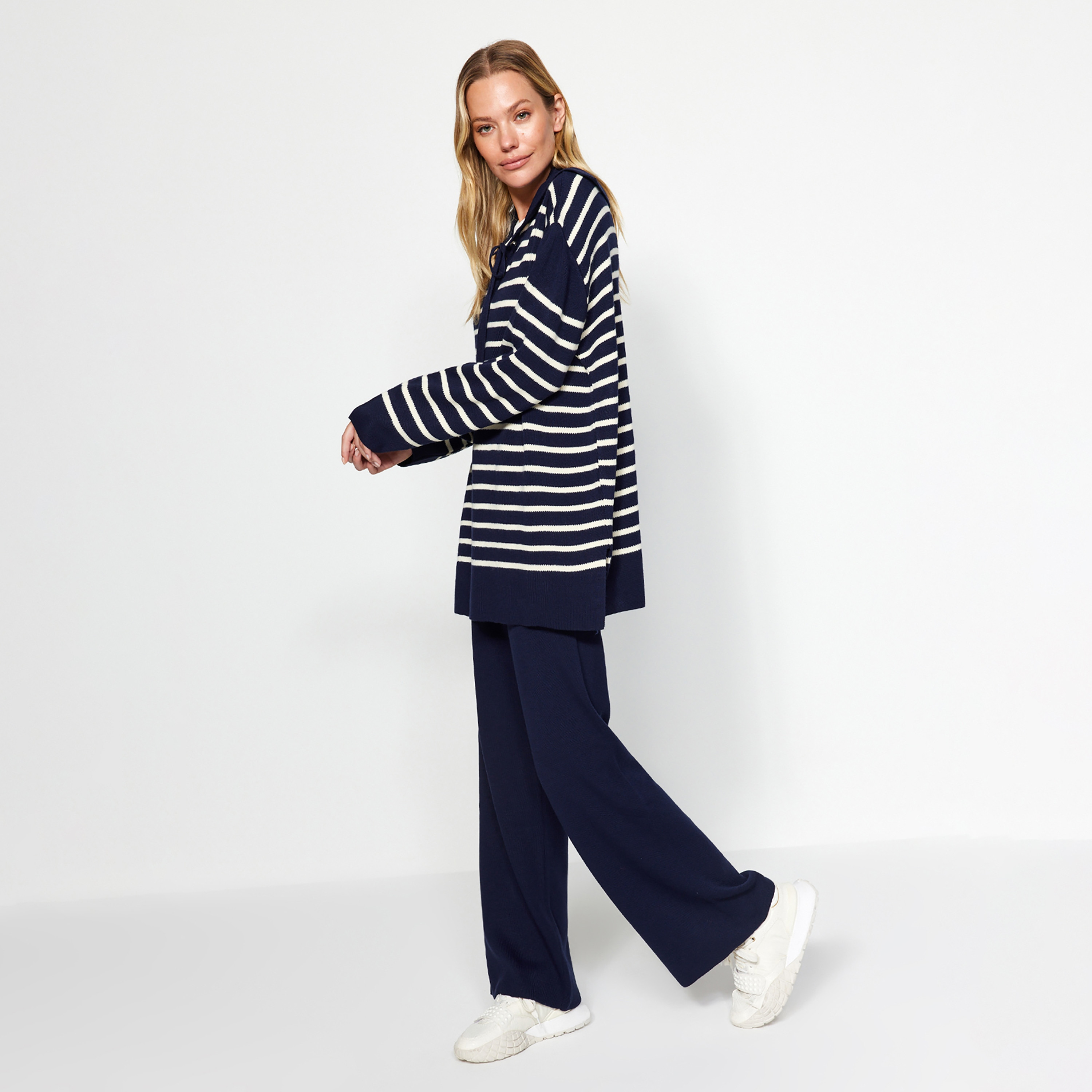 Trendyol Modest Striped Sailor Collar Dropped Sleeves Women's Sweater & Pants Set-women-clothing-coordsets-image-9