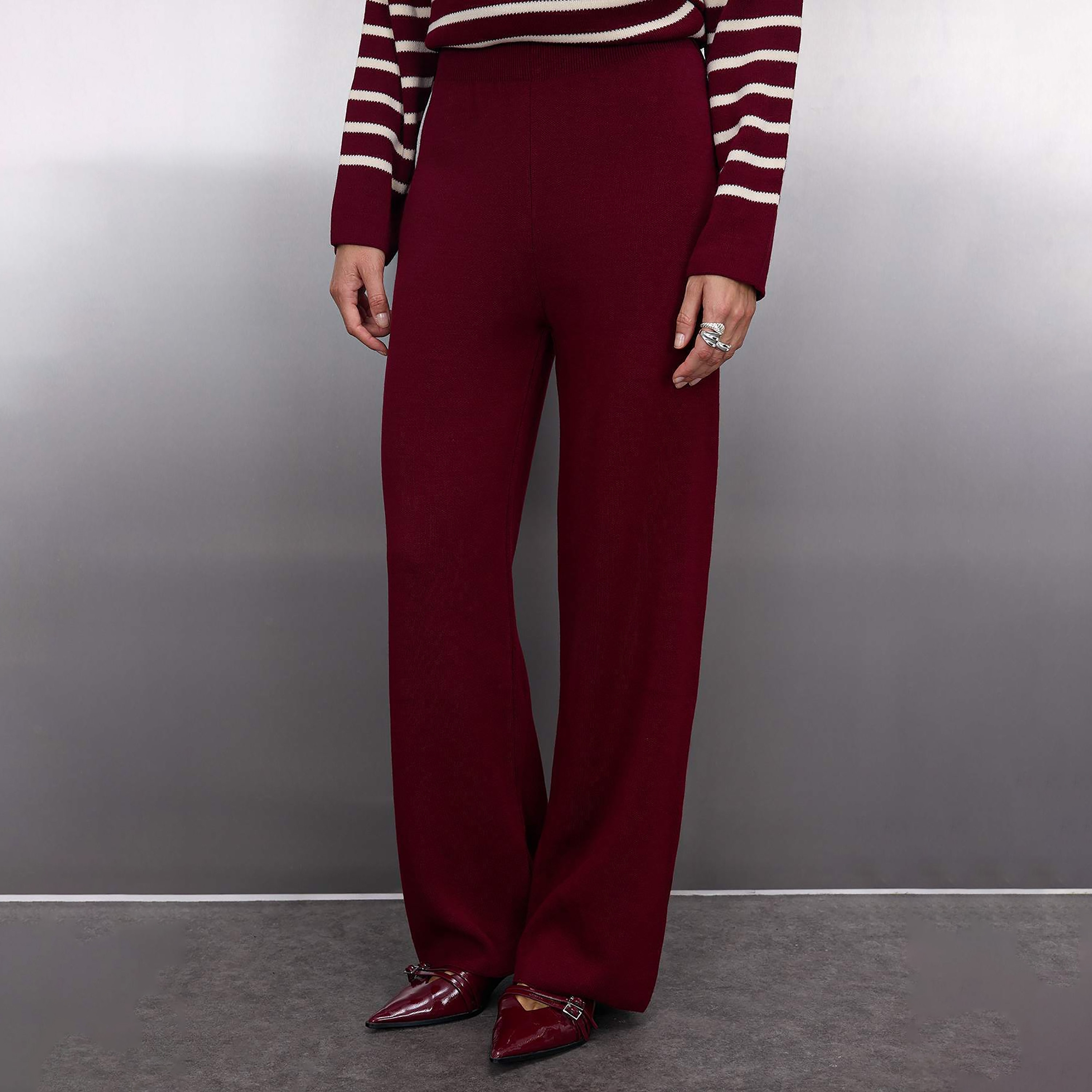 Trendyol Modest Striped Sailor Collar Dropped Sleeves Women's Sweater & Pants Set-women-clothing-coordsets-image-3