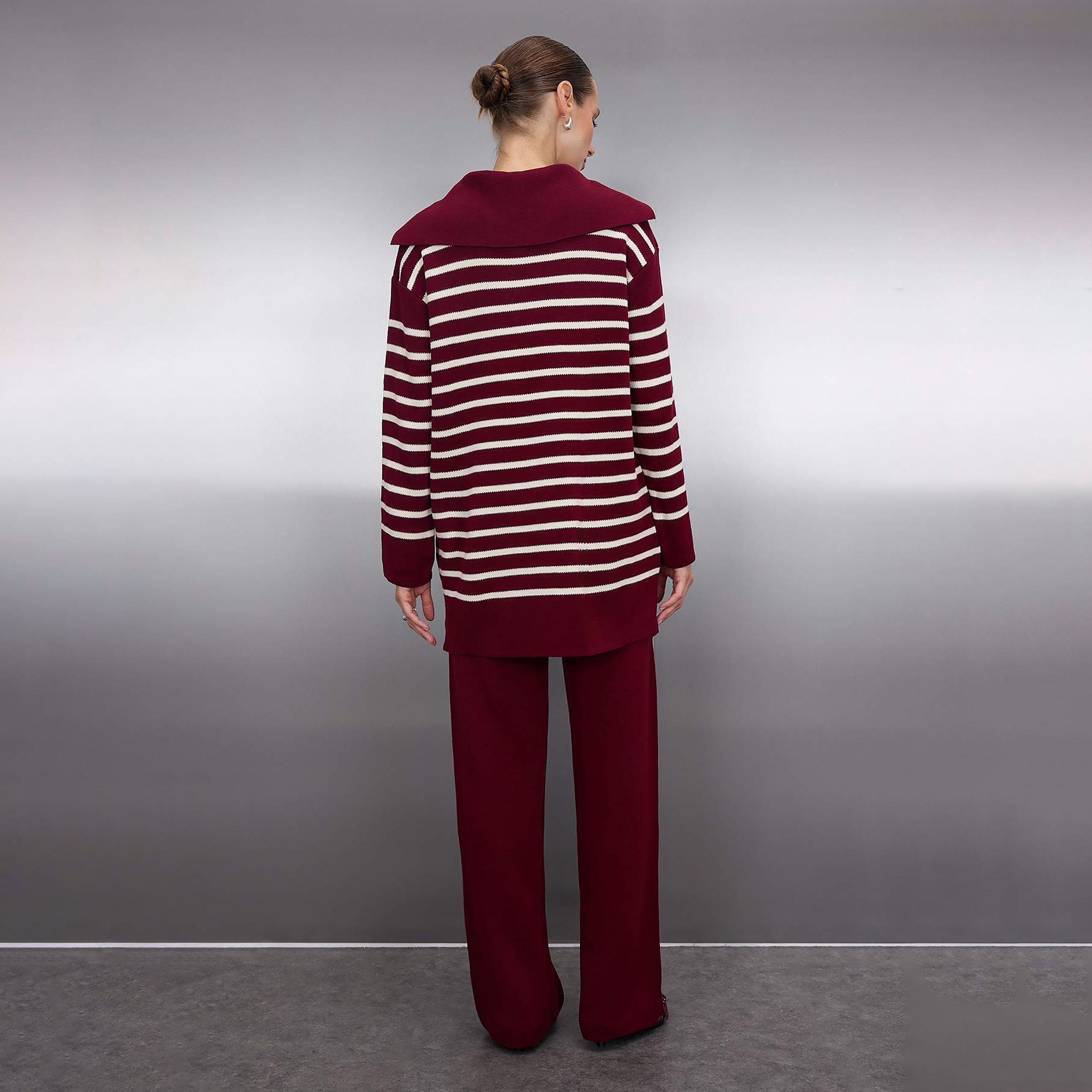 Trendyol Modest Striped Sailor Collar Dropped Sleeves Women's Sweater & Pants Set-women-clothing-coordsets-image-4