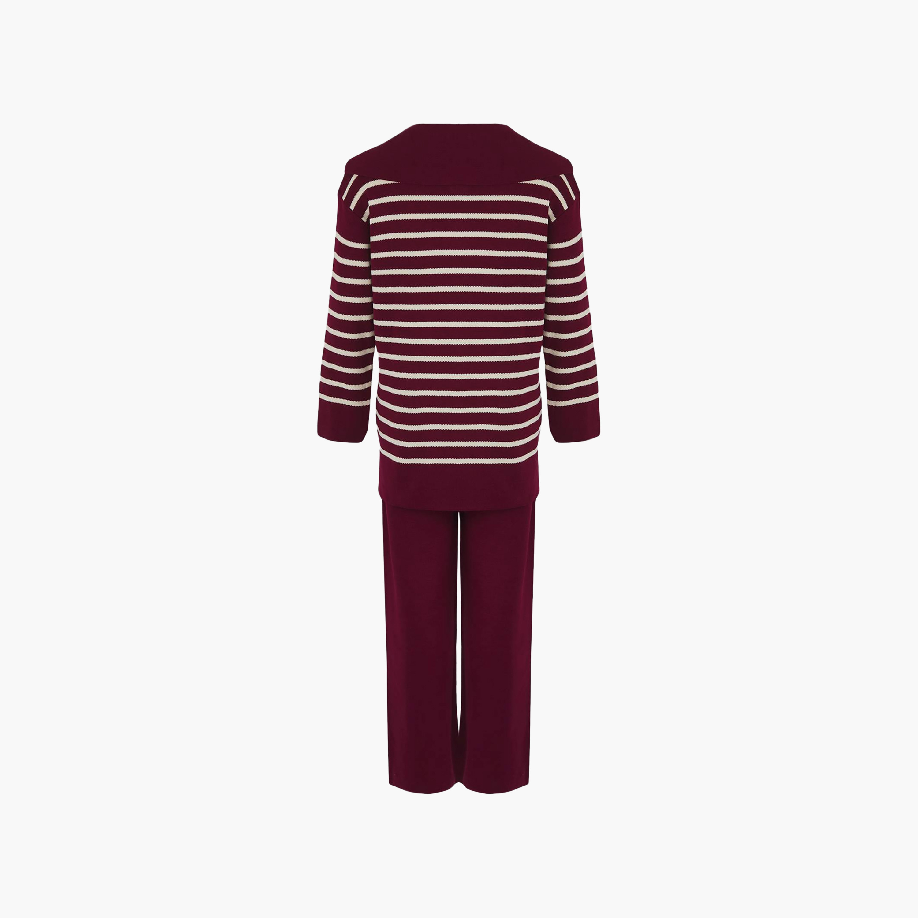 Trendyol Modest Striped Sailor Collar Dropped Sleeves Women's Sweater & Pants Set-women-clothing-coordsets-image-6