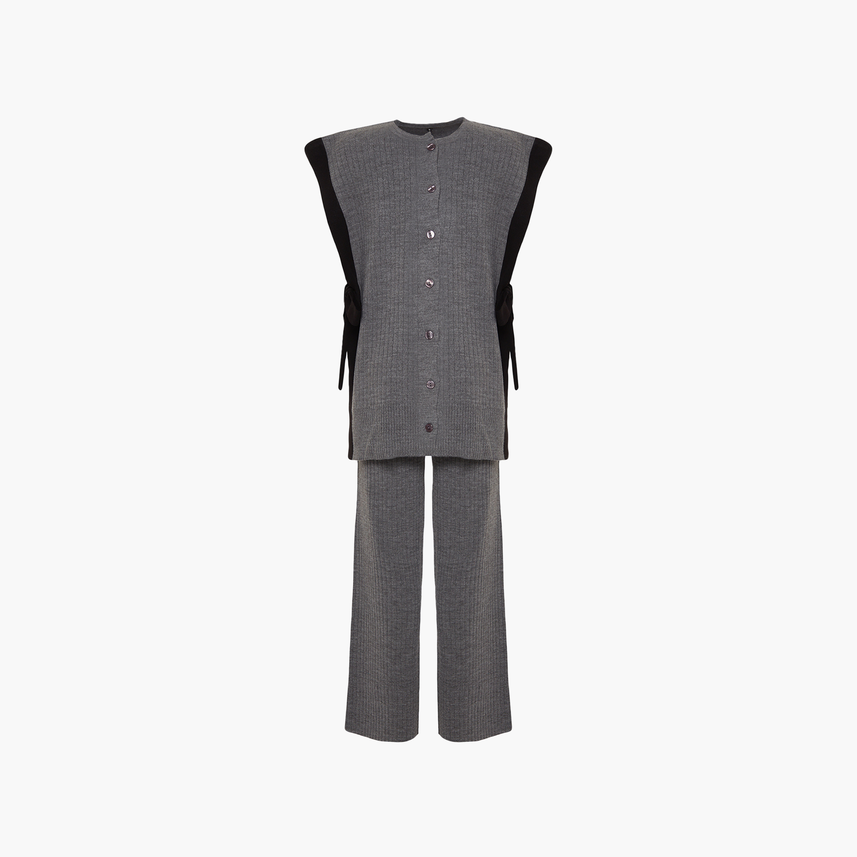Trendyol Modest Grey Ribbed Women's Cardigan & Pants Set-women-clothing-coordsets-image-8