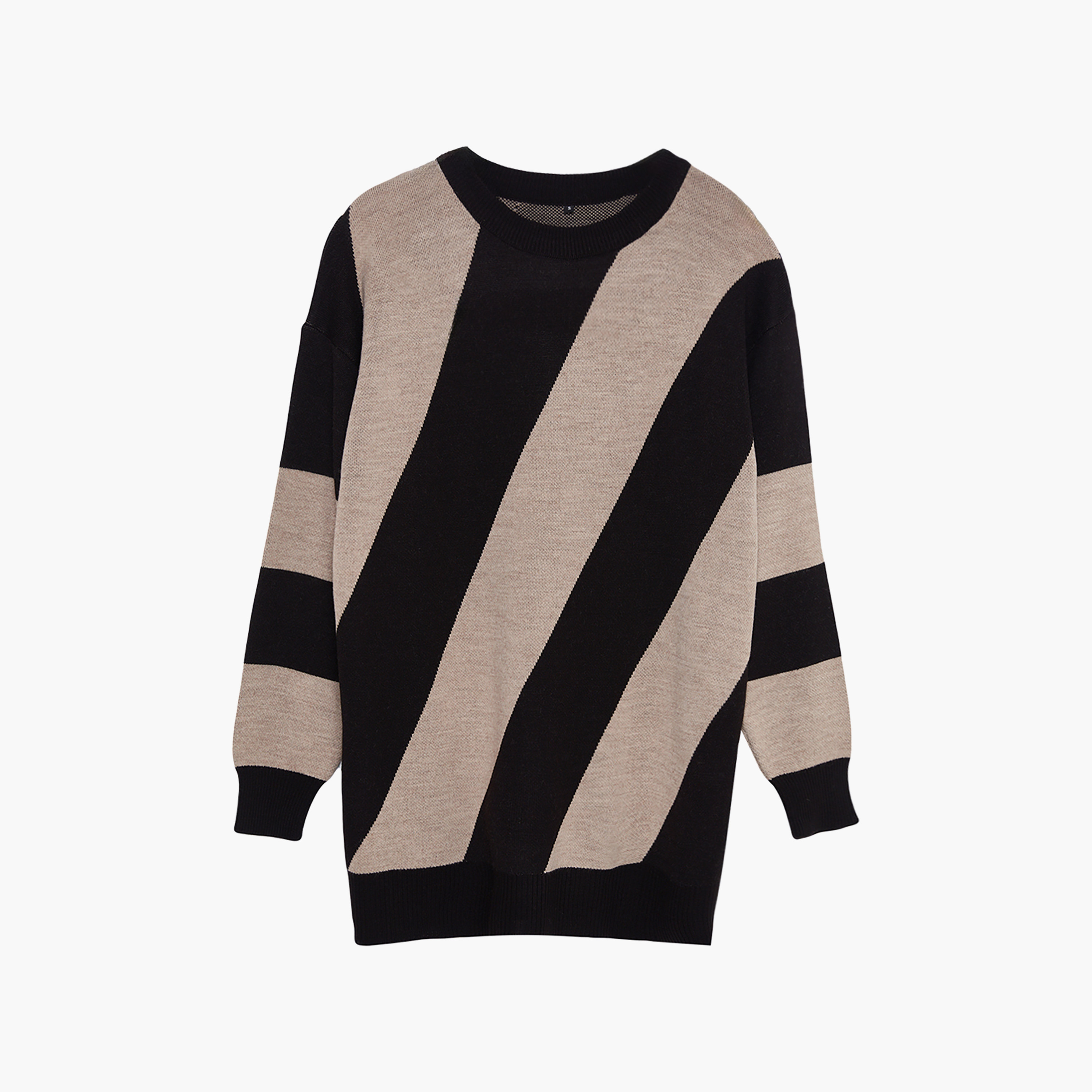 بلوفر حريمي محتشم بألوان متباينة بيج بأكمام ساقطة من ترينديول-women-winterwear-cardigansandjumpers-jumpers-image-5
