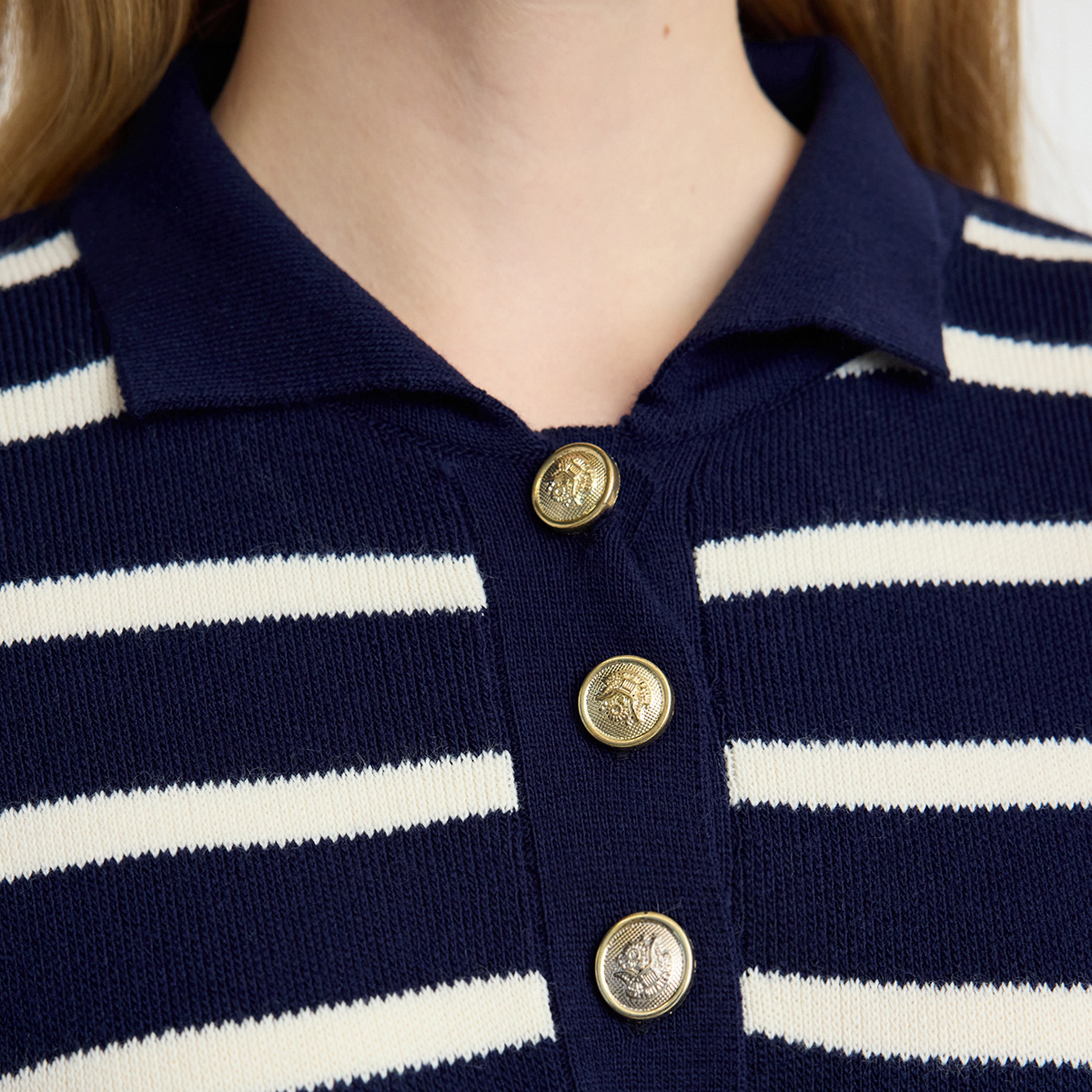 Trendyol Modest Navy Striped Collared Dropped Sleeves Women's Sweater-women-winterwear-cardigansandjumpers-jumpers-image-4