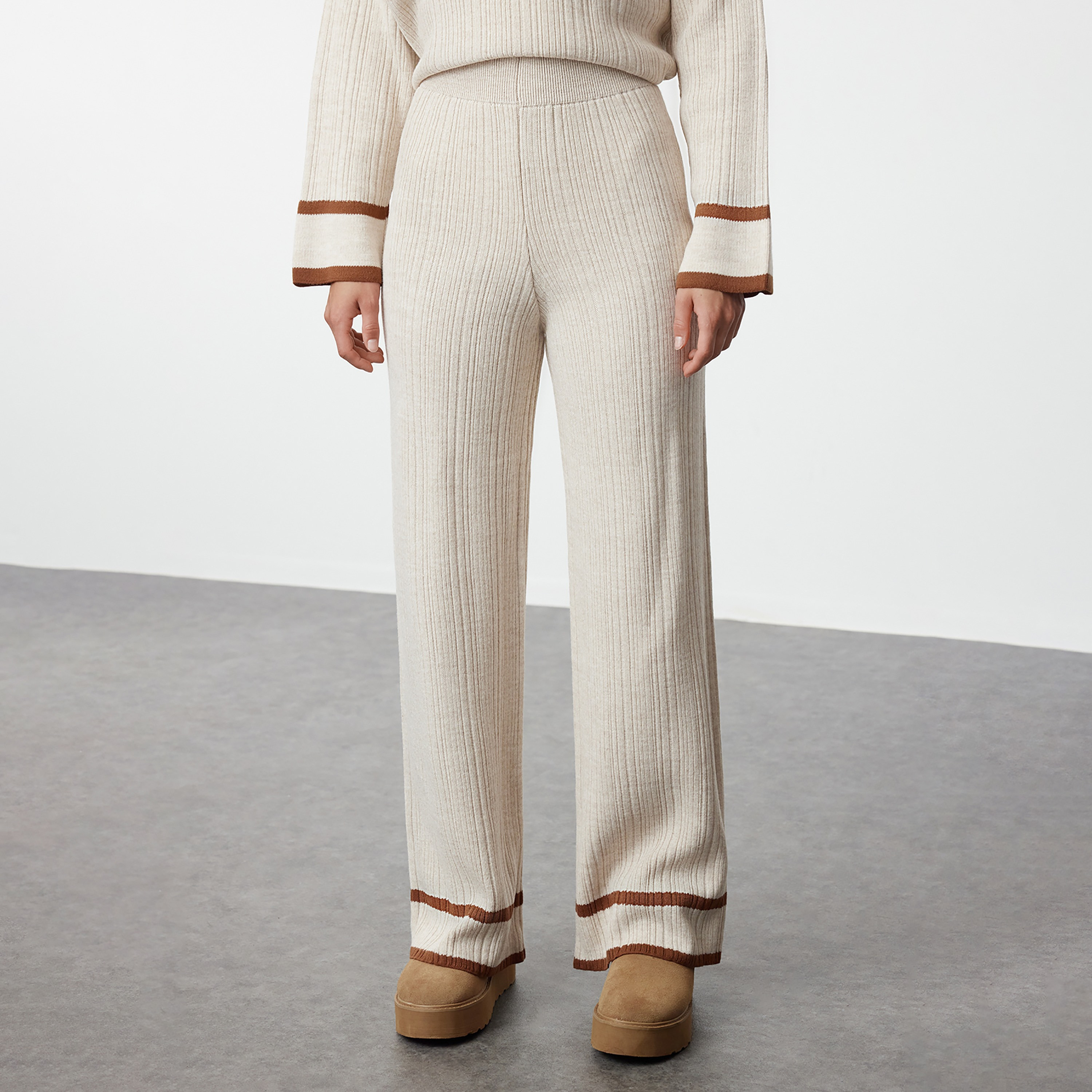 Trendyol Modest Ribbed Johnny Collared Dropped Sleeves Women's Sweater & Pants Set-women-clothing-coordsets-image-4