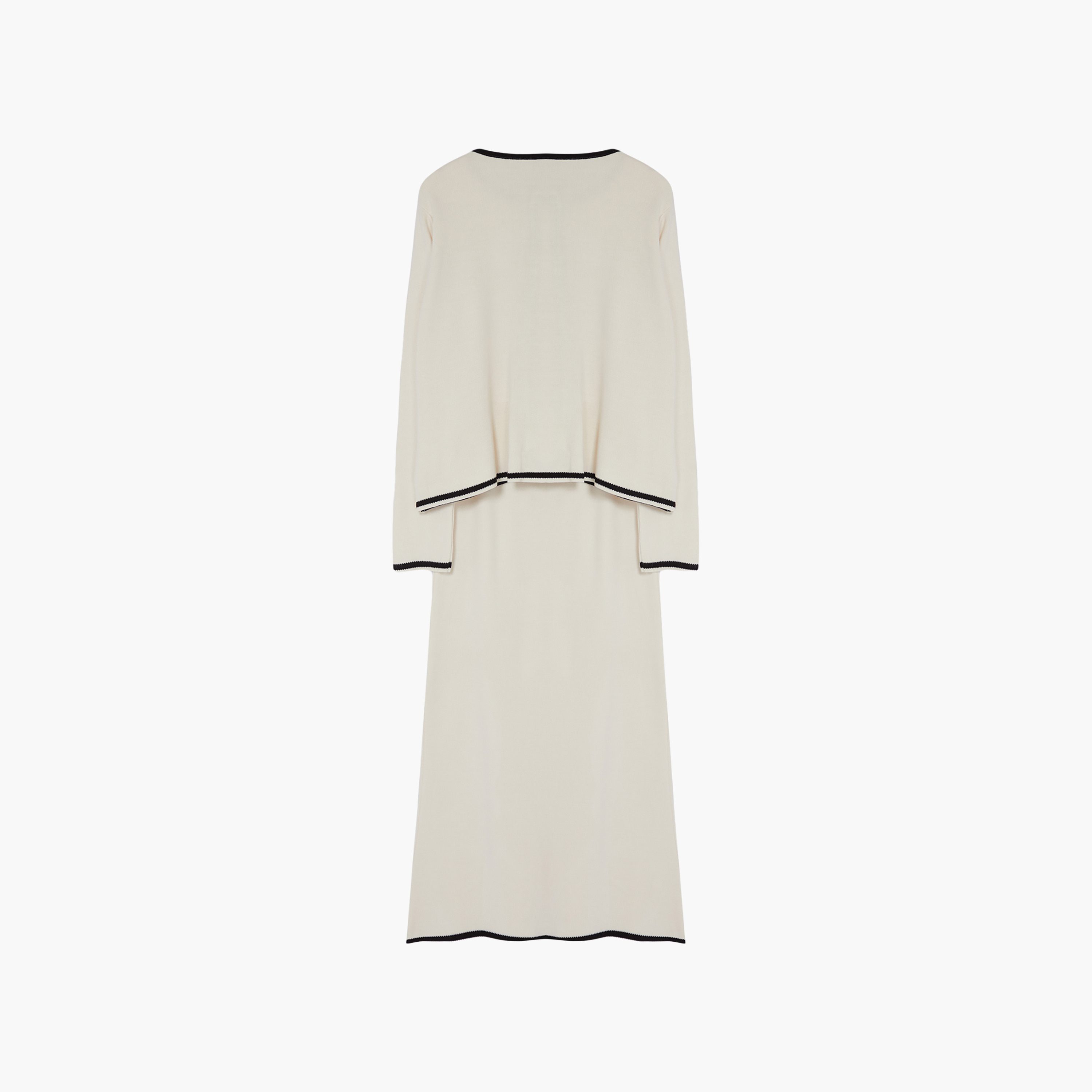 Trendyol Modest White Contrast Trim Tie-Up Neck Women's Cardigan & Skirt Set-women-clothing-coordsets-image-7