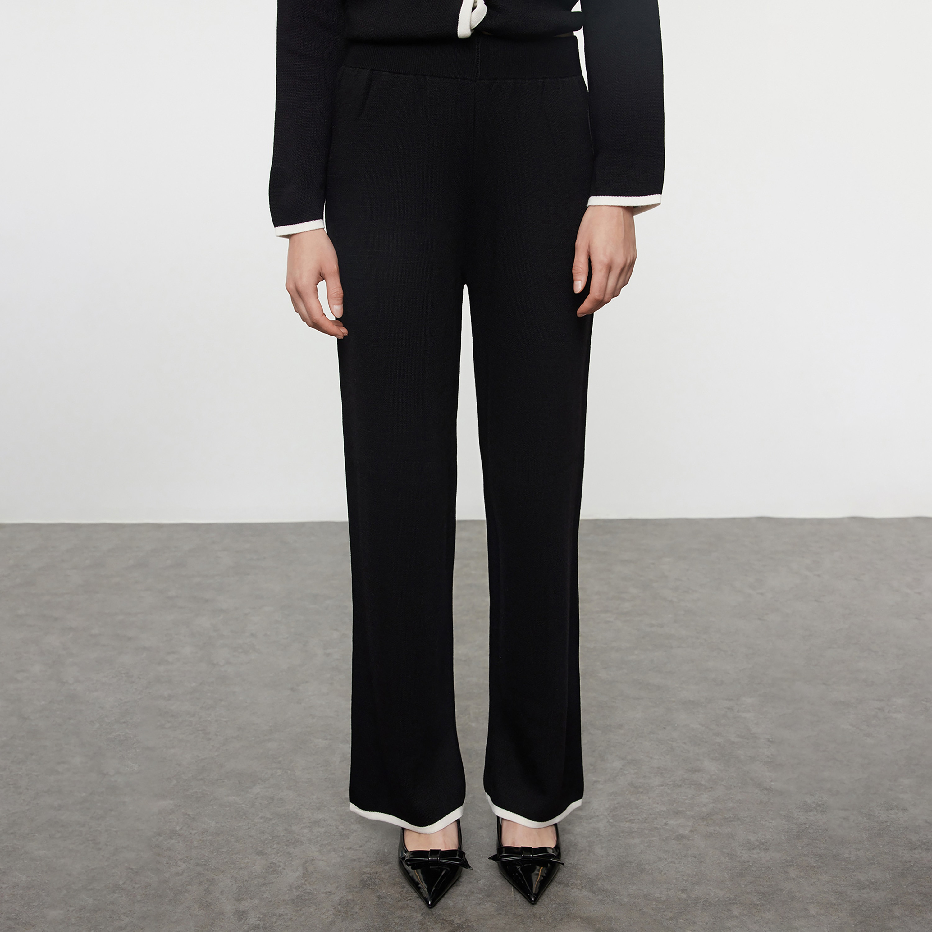 Trendyol Modest Black Contrast Trim Women's Cardigan & Pants Set-women-clothing-coordsets-image-4