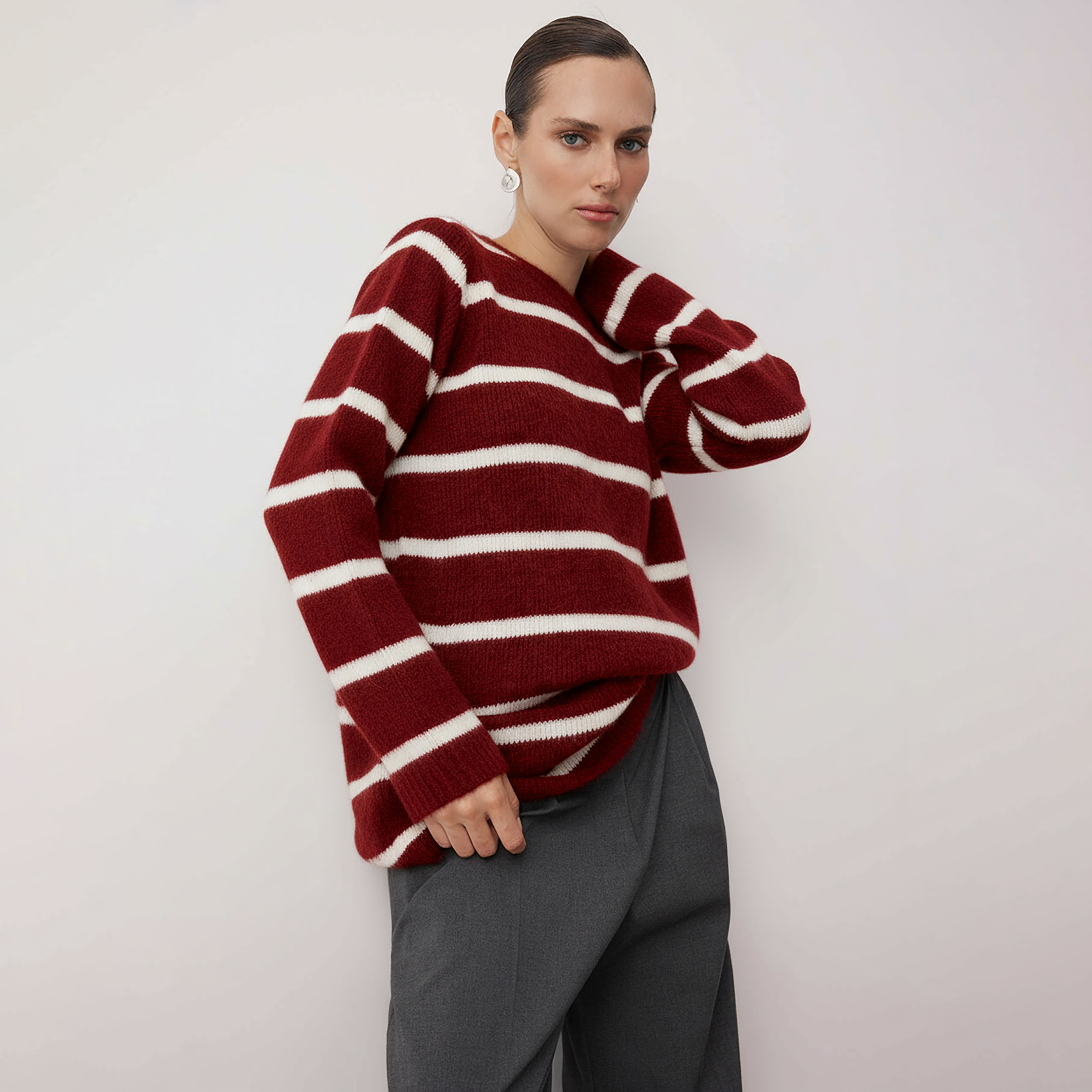 Trendyol Modest Striped Women's Sweater-women-winterwear-cardigansandjumpers-jumpers-image-1