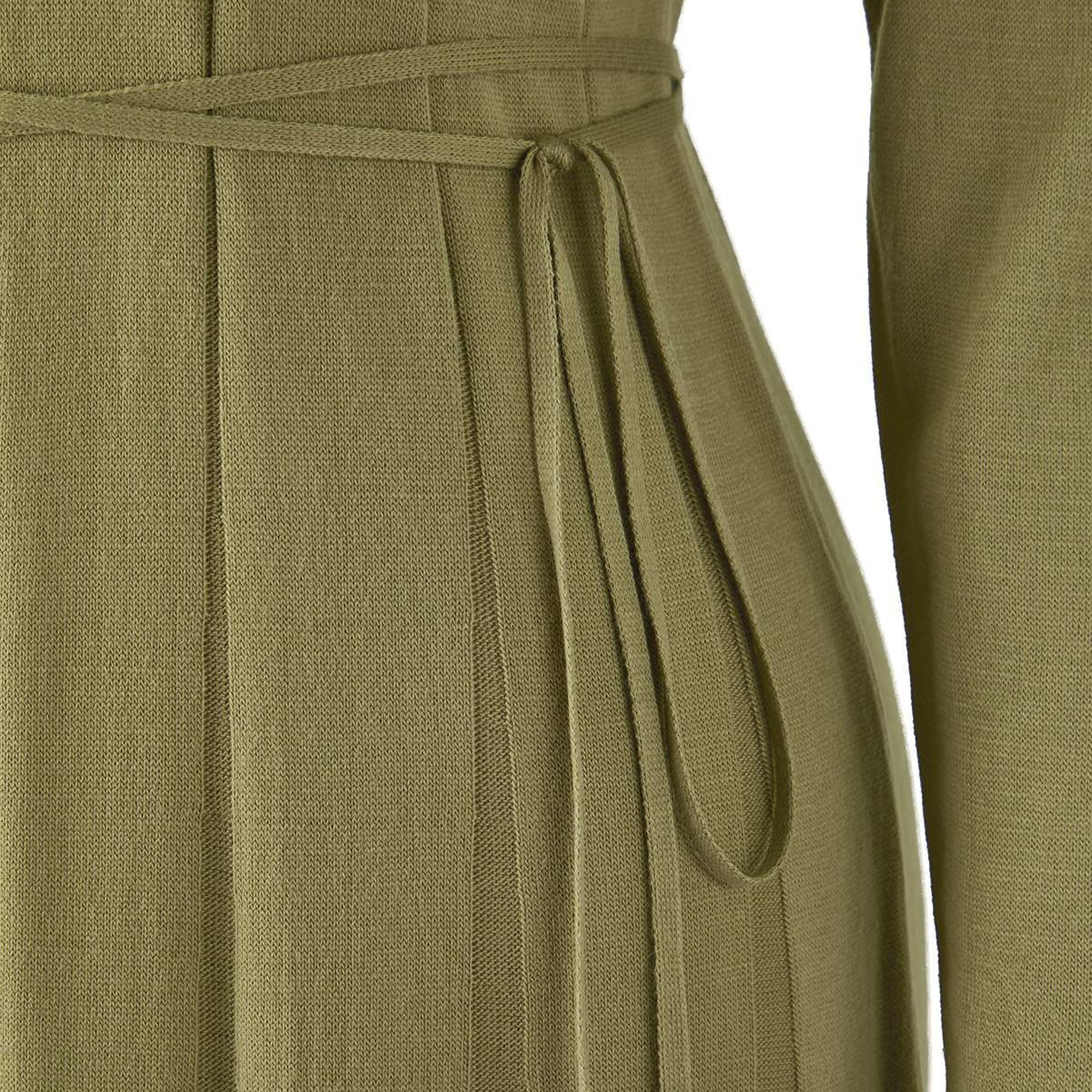 Trendyol Modest Green Panel Textured Fitted Sleeves Fit & Flared Women's Midi Dress-women-clothing-dresses-image-5