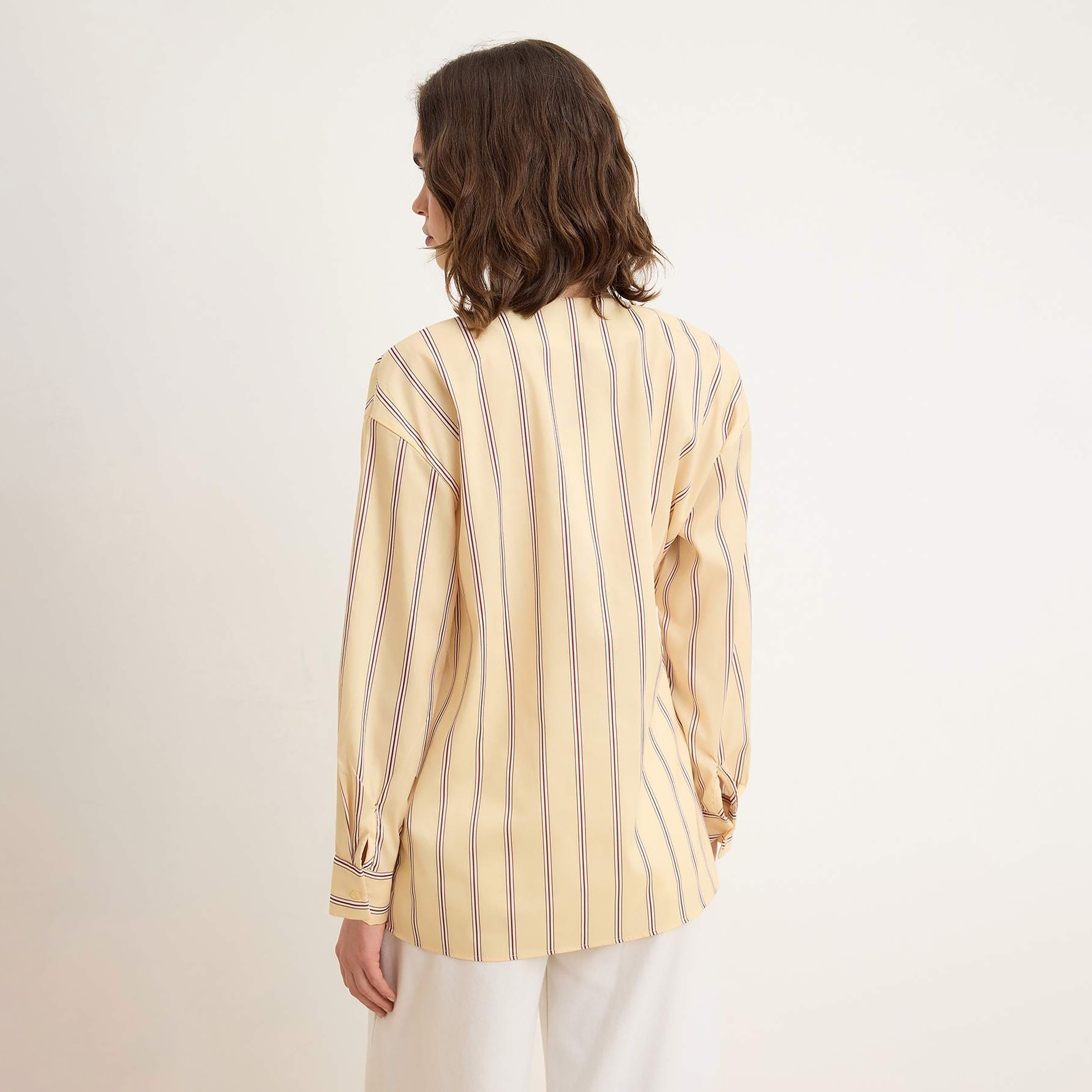 Trendyol Modest Striped Surplice Neck Dropped Sleeves Women's Wrap Top-women-clothing-shirtsandblouses-blouses-image-4