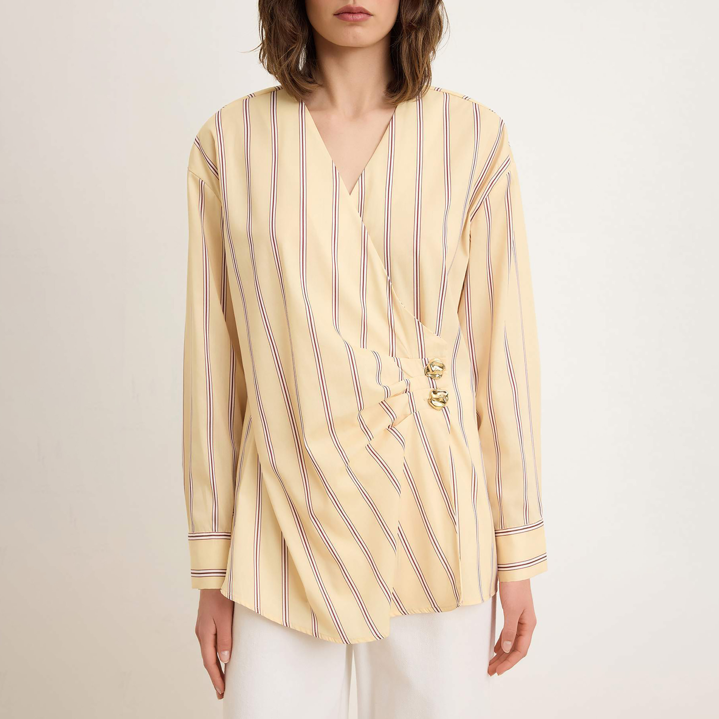 Trendyol Modest Striped Surplice Neck Dropped Sleeves Women's Wrap Top-women-clothing-shirtsandblouses-blouses-image-5
