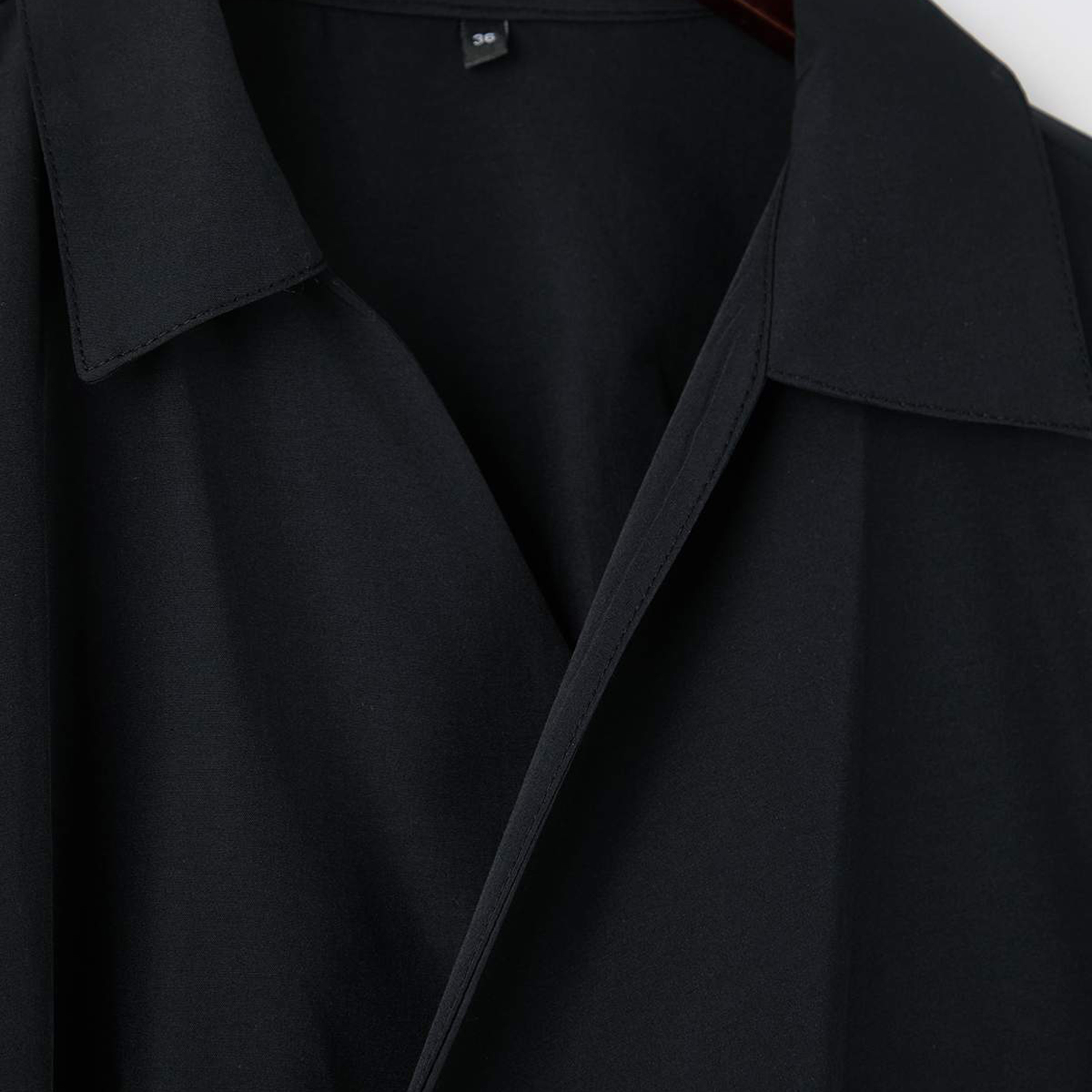 Trendyol Modest Black Cotton Collared Wrap Women's Top-women-clothing-shirtsandblouses-blouses-image-8