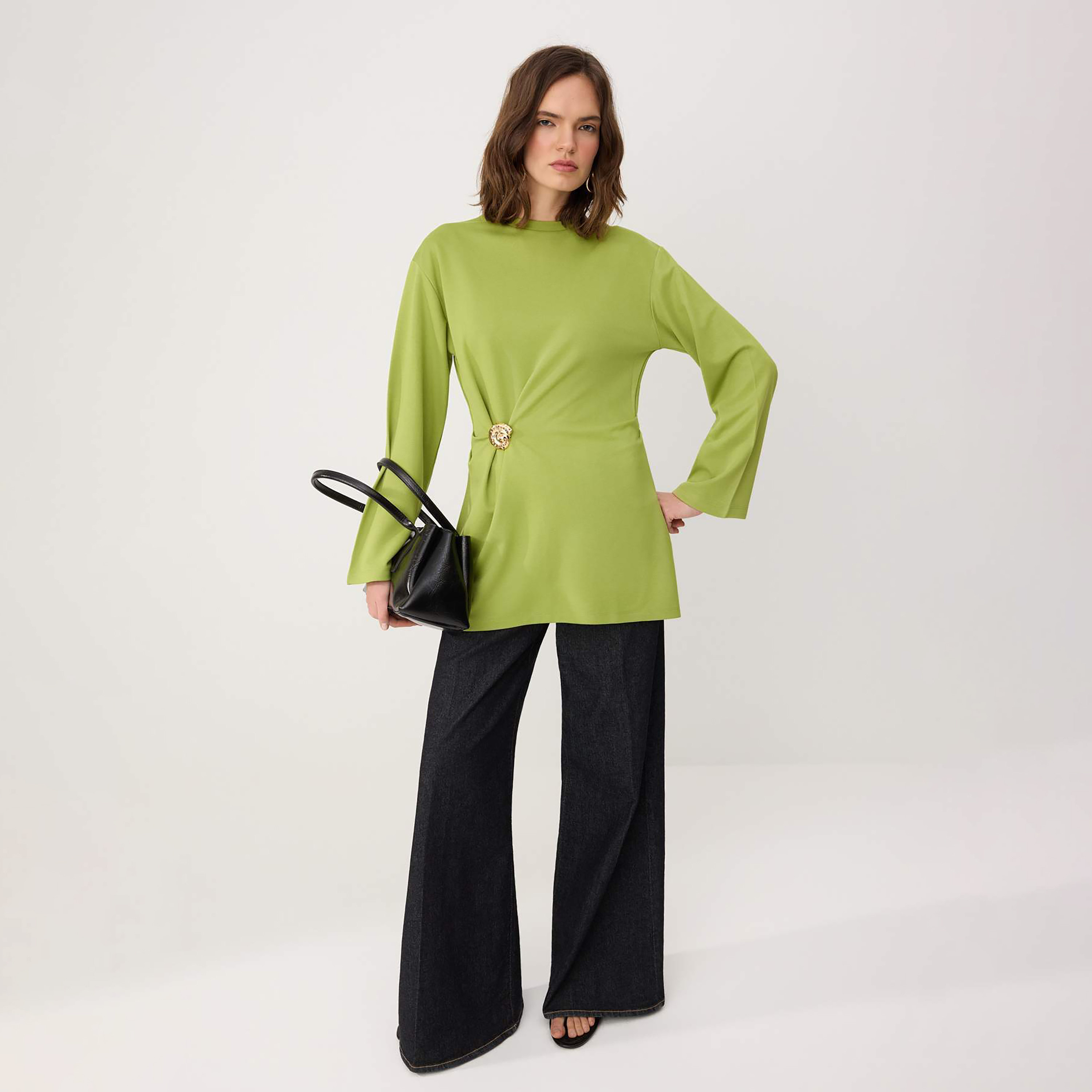 Trendyol Modest Green Dropped Sleeves Women's Tunic-women-clothing-shirtsandblouses-blouses-image-2