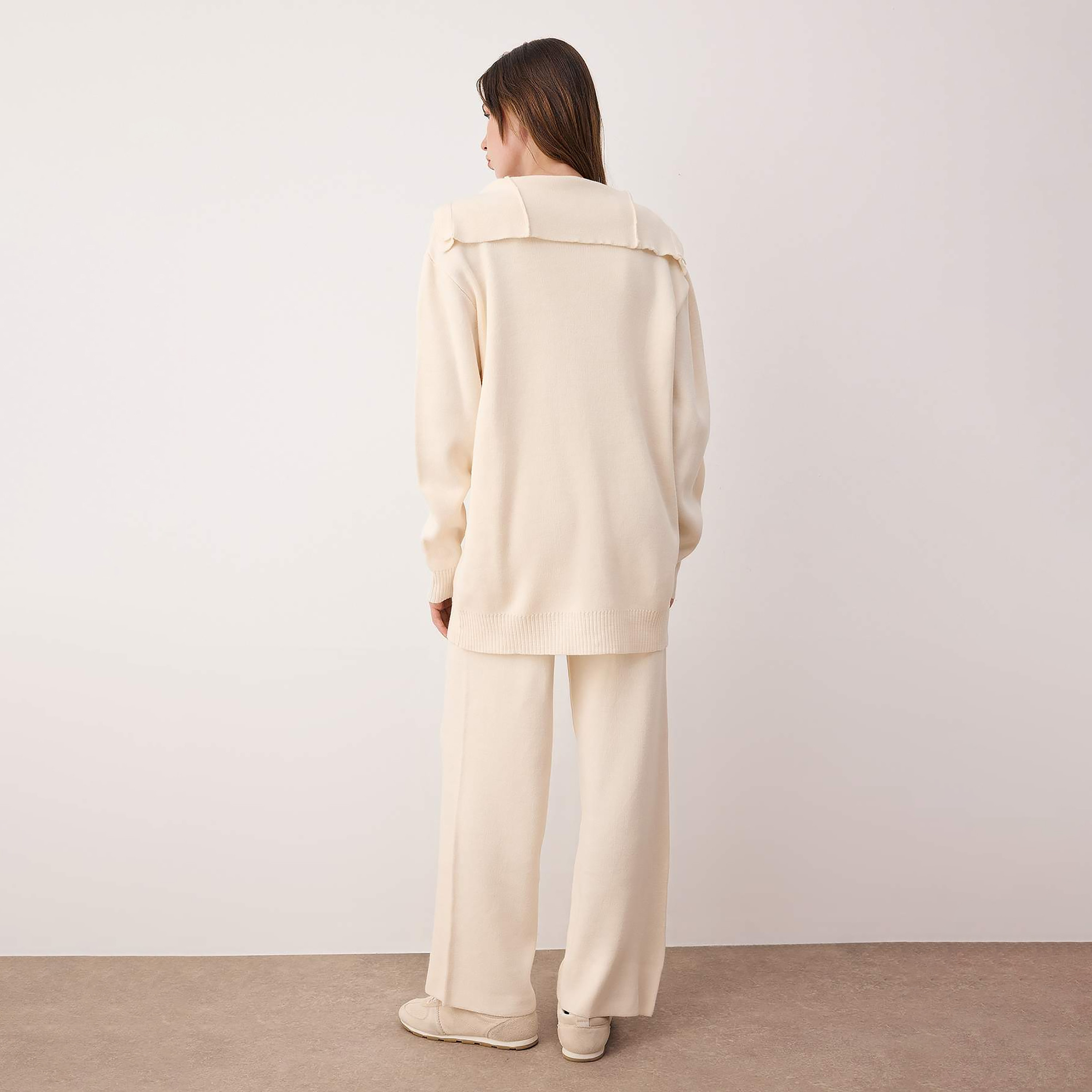 Trendyol Modest Stone Sailor Collar Dropped Sleeves Women's Cardigan & Pants Set-women-clothing-coordsets-image-4