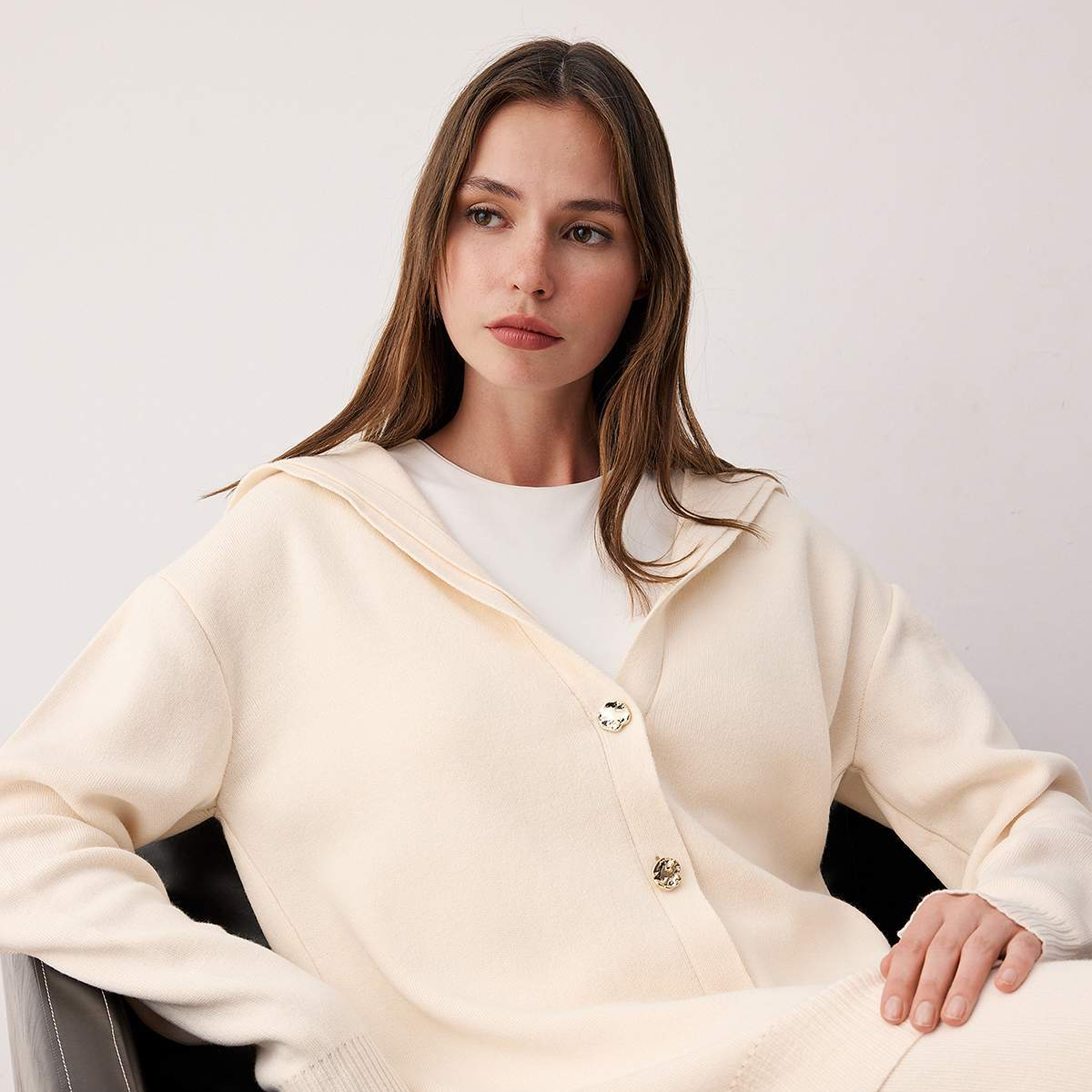 Trendyol Modest Stone Sailor Collar Dropped Sleeves Women's Cardigan & Pants Set-women-clothing-coordsets-image-5