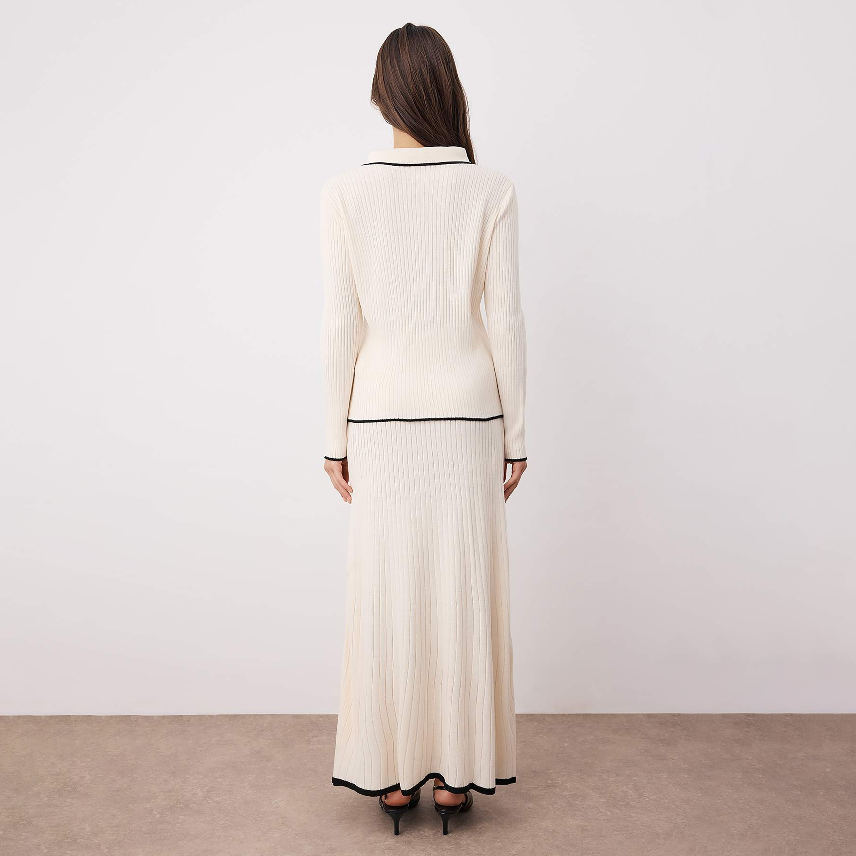 Trendyol Modest White Ribbed Knit Collared Women's Cardigan & Skirt Set-women-clothing-coordsets-image-4