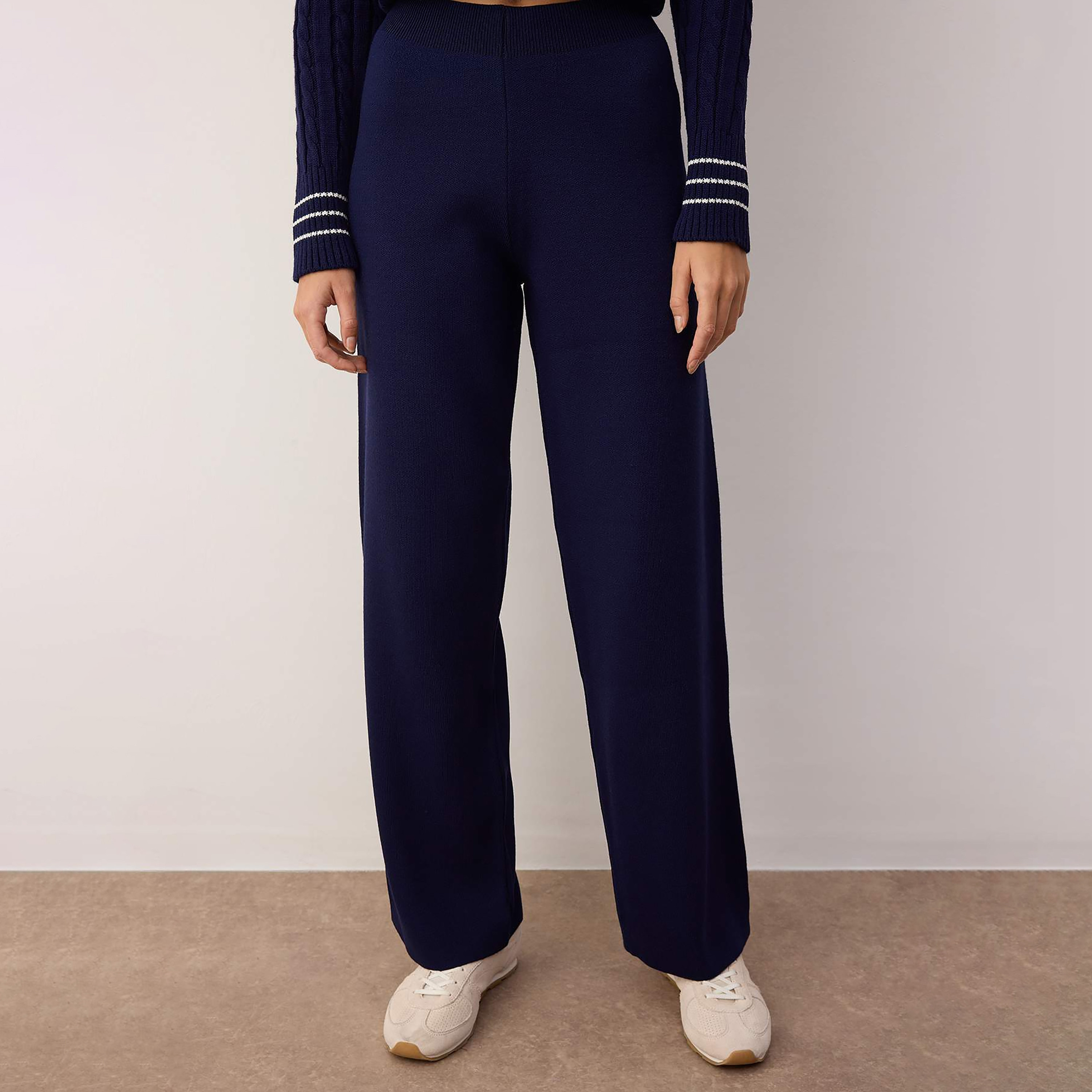 Trendyol Modest Navy Cable Knitted Women's Cardigan & Pants Set-women-clothing-coordsets-image-3