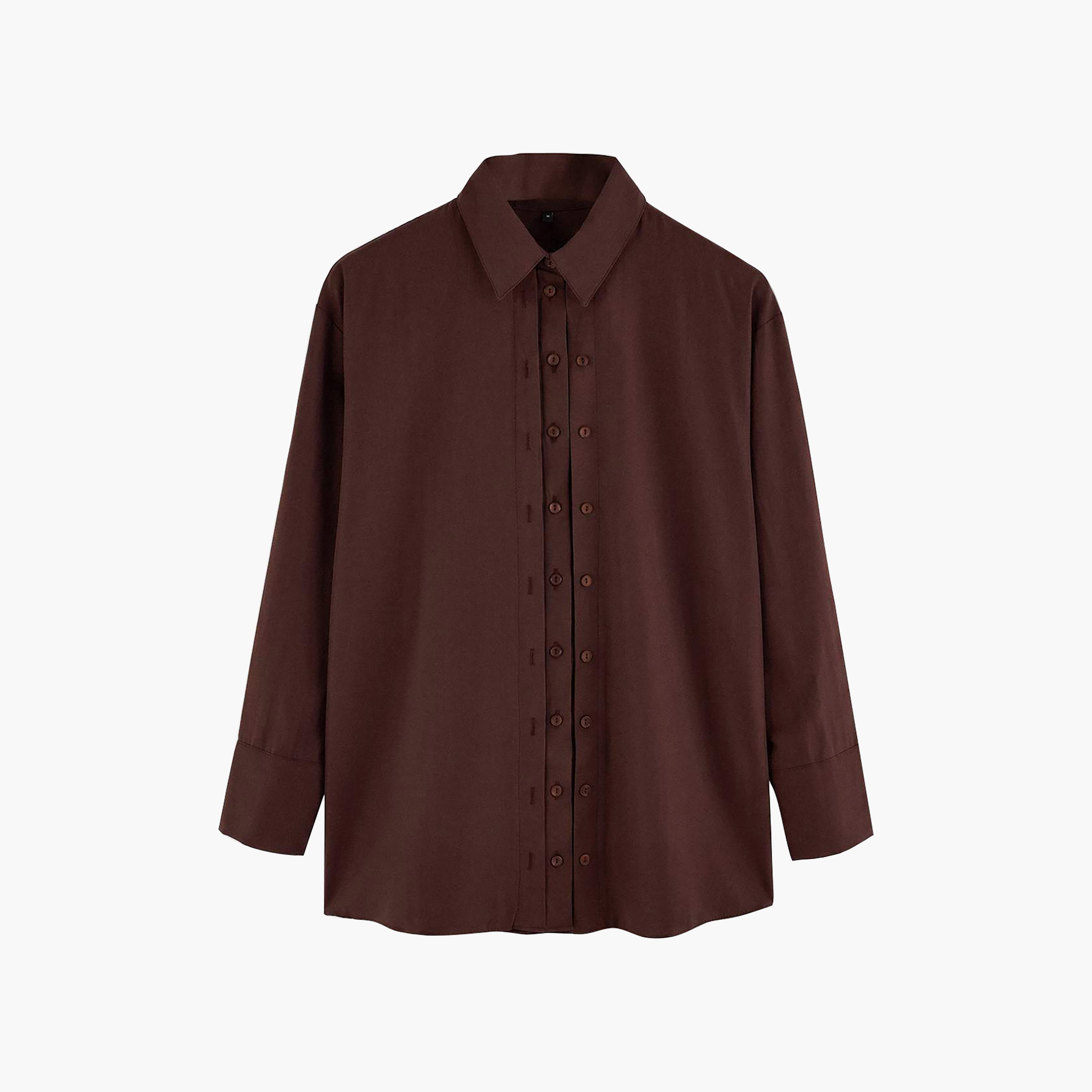 قميص حريمي محتشم بلون بني بياقة مدببة من تريند يول-women-clothing-shirtsandblouses-shirts-image-3