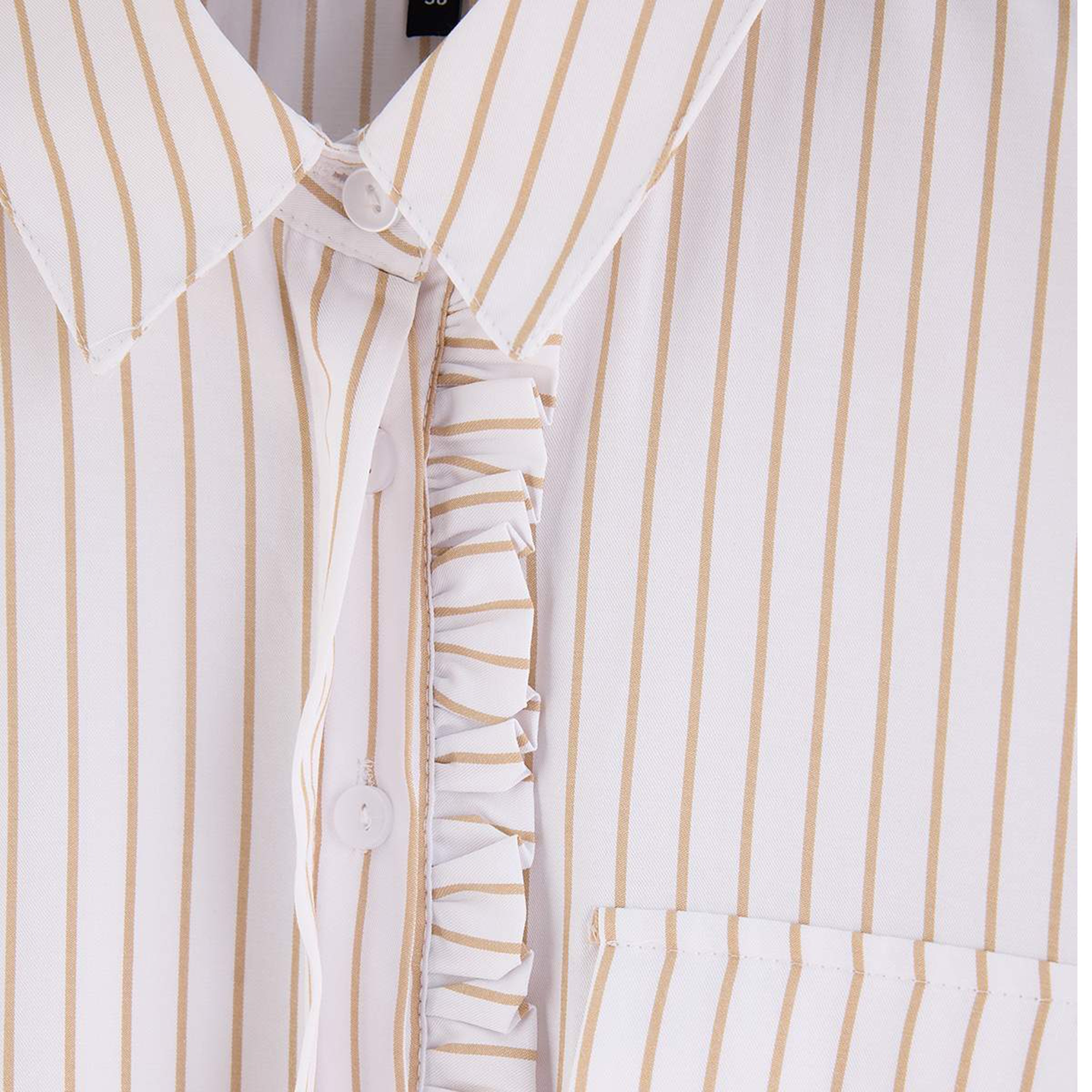 قميص حريمي محتشم أبيض مخطط بياقة من ترينديول-women-clothing-shirtsandblouses-shirts-image-5