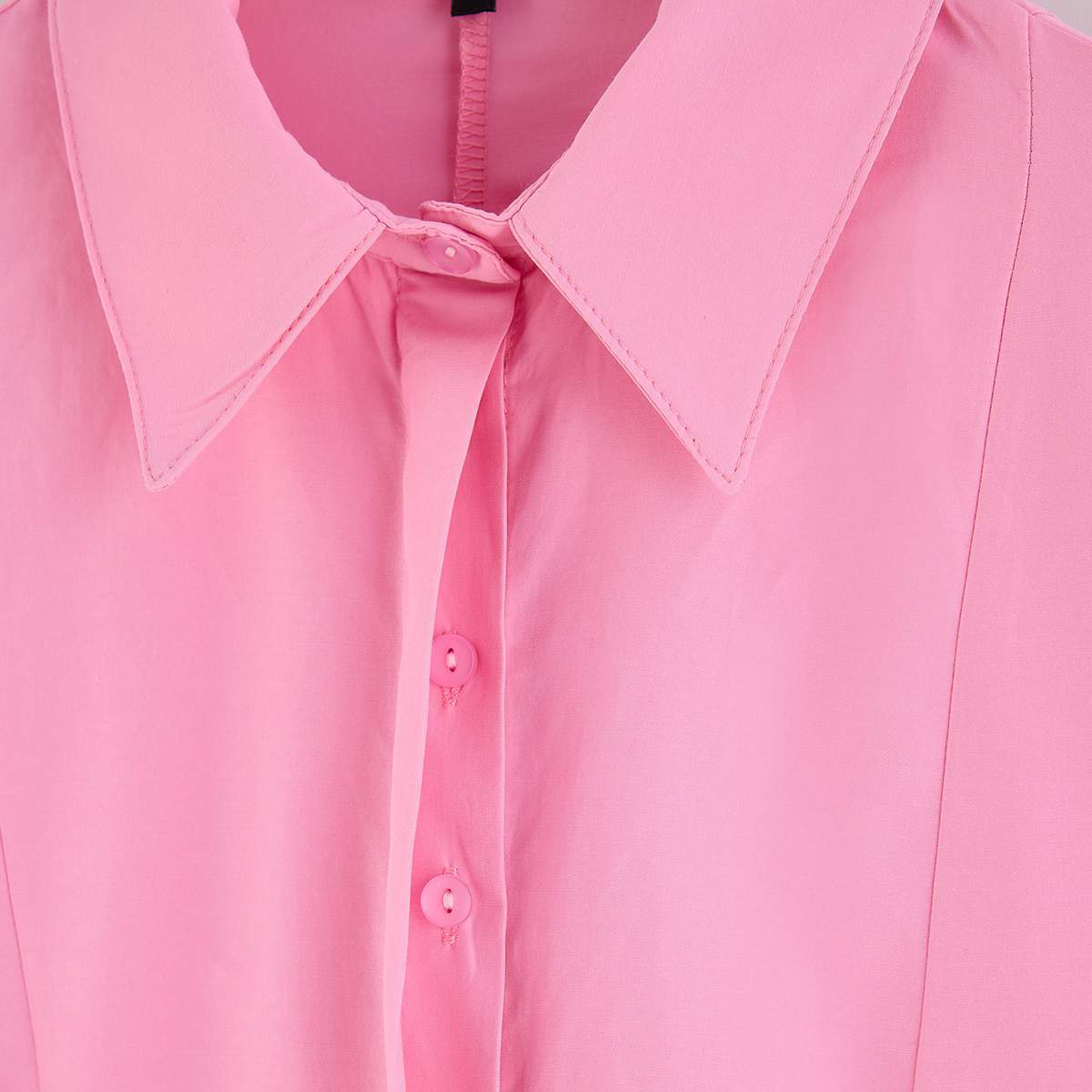 قميص حريمي محتشم وردي بياقة وأساور أكمام متباينة من ترينديول-women-clothing-shirtsandblouses-shirts-image-5