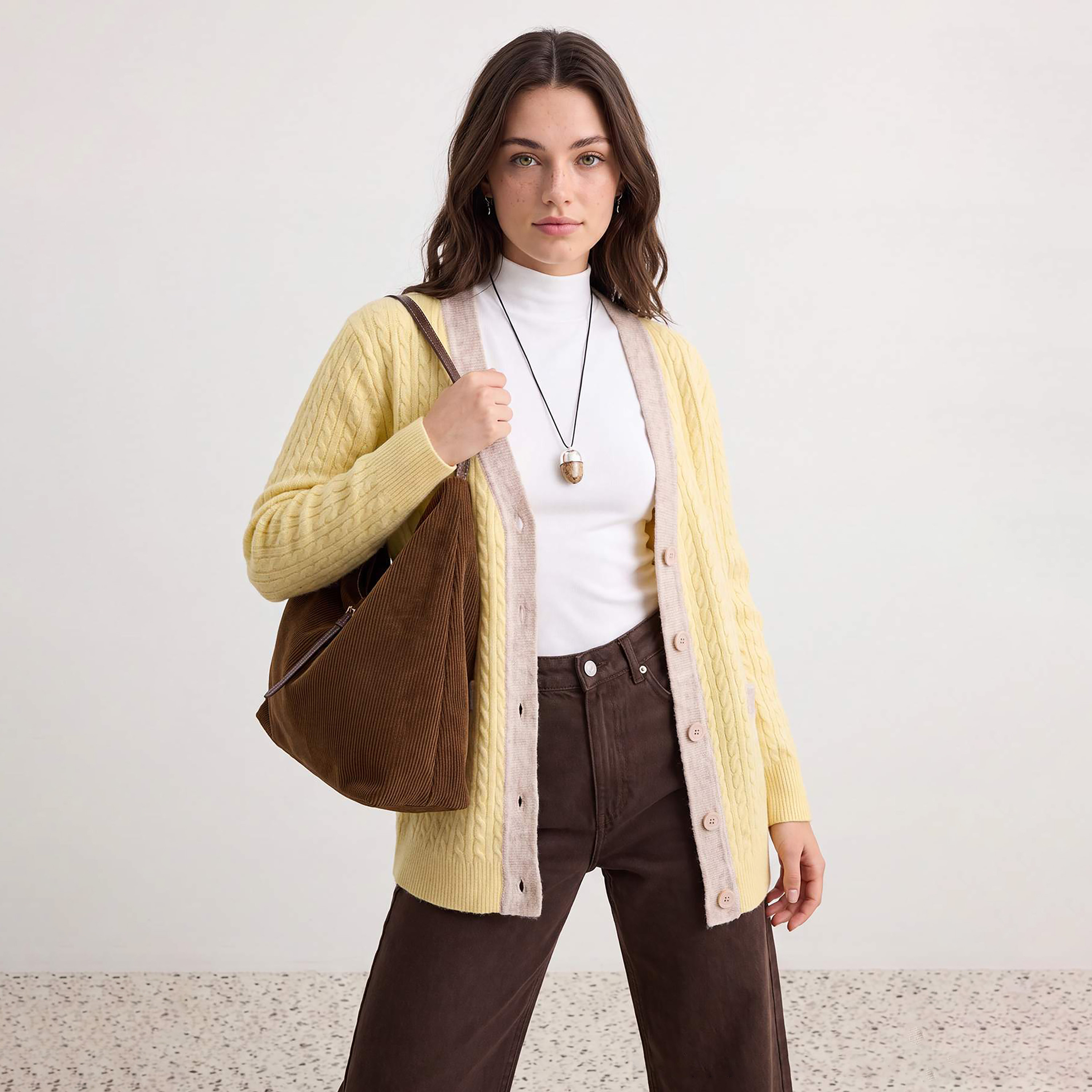 Trendyol Modest Yellow Cable Knitted Women's Cardigan-women-winterwear-cardigansandjumpers-cardigans-image-2