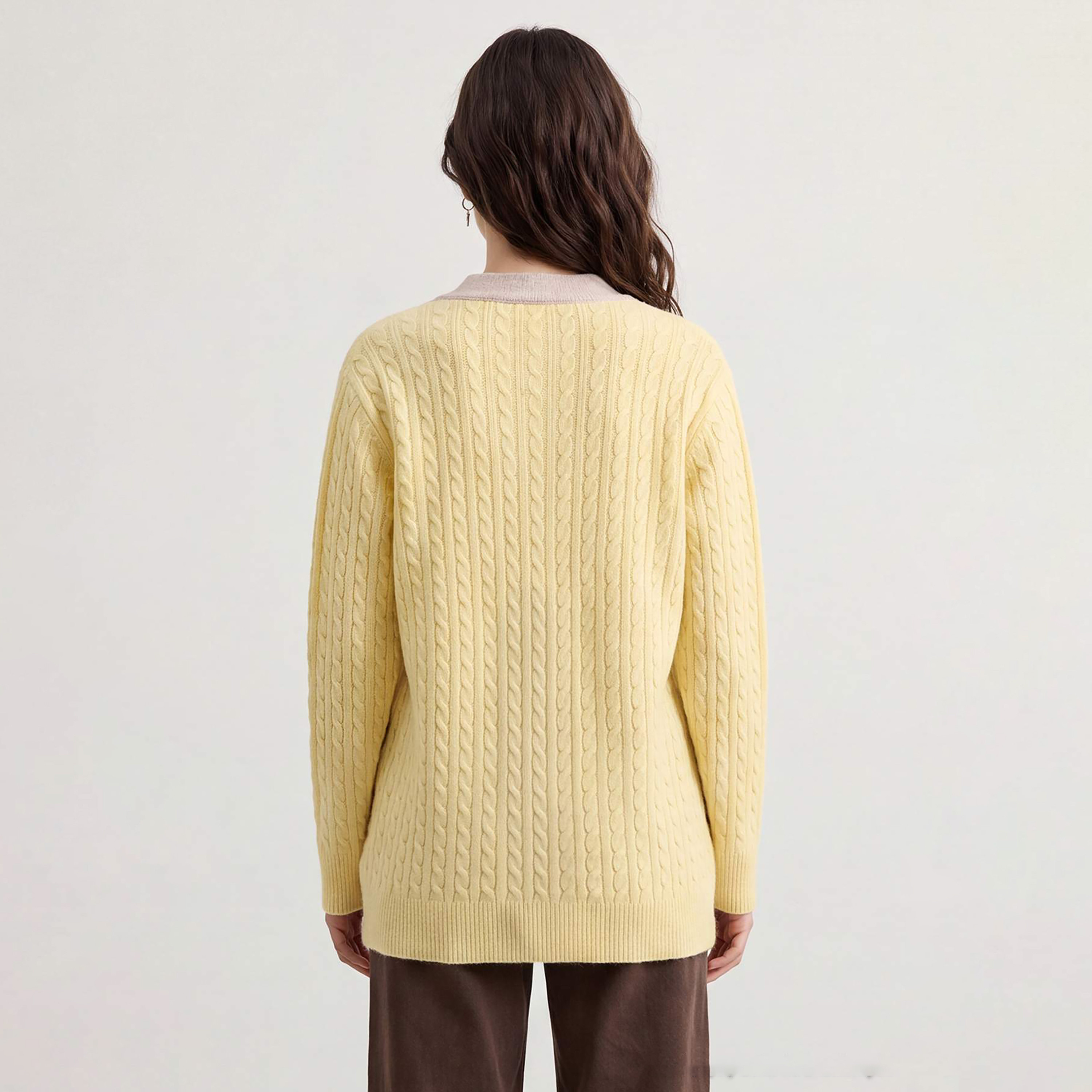 Trendyol Modest Yellow Cable Knitted Women's Cardigan-women-winterwear-cardigansandjumpers-cardigans-image-3