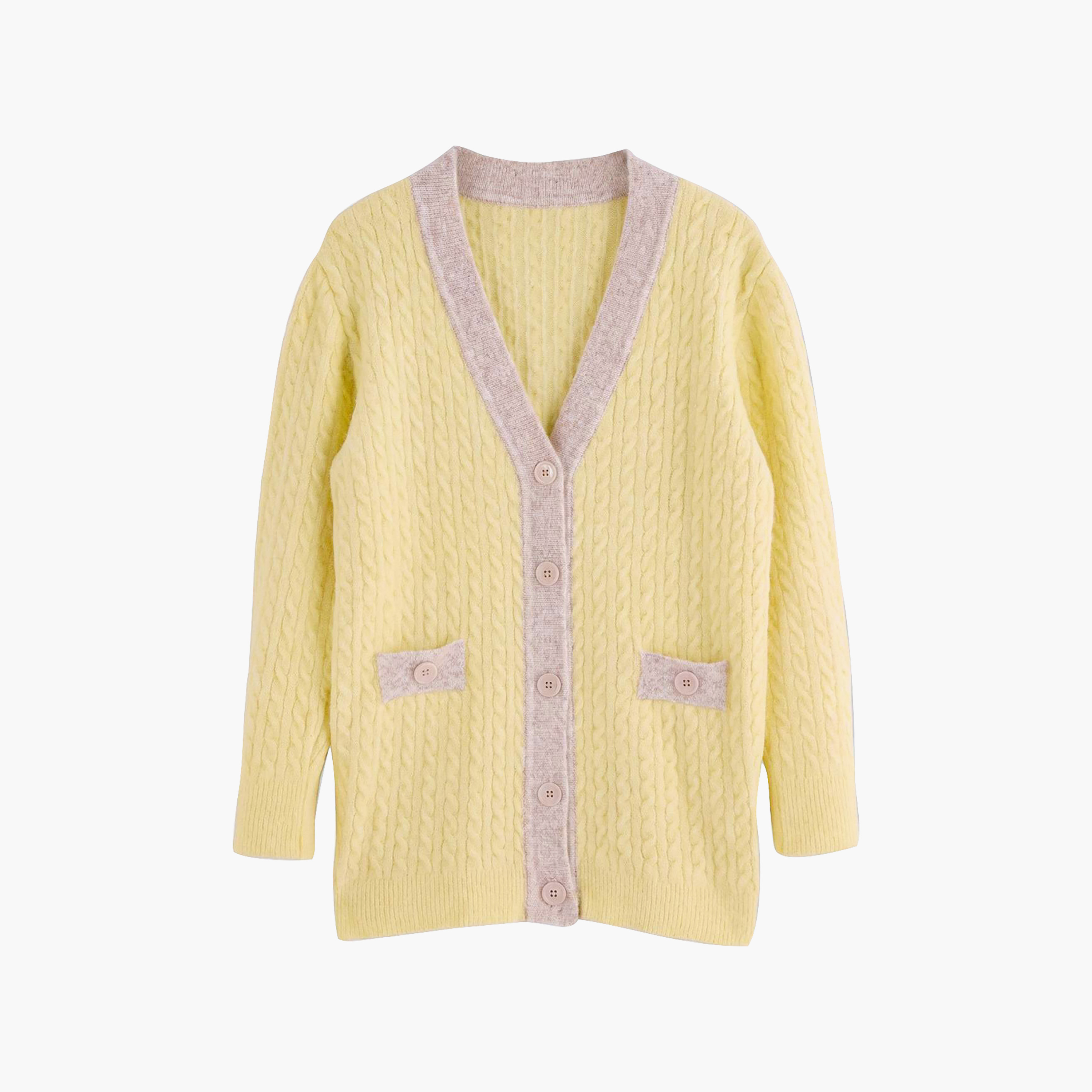 Trendyol Modest Yellow Cable Knitted Women's Cardigan-women-winterwear-cardigansandjumpers-cardigans-image-6