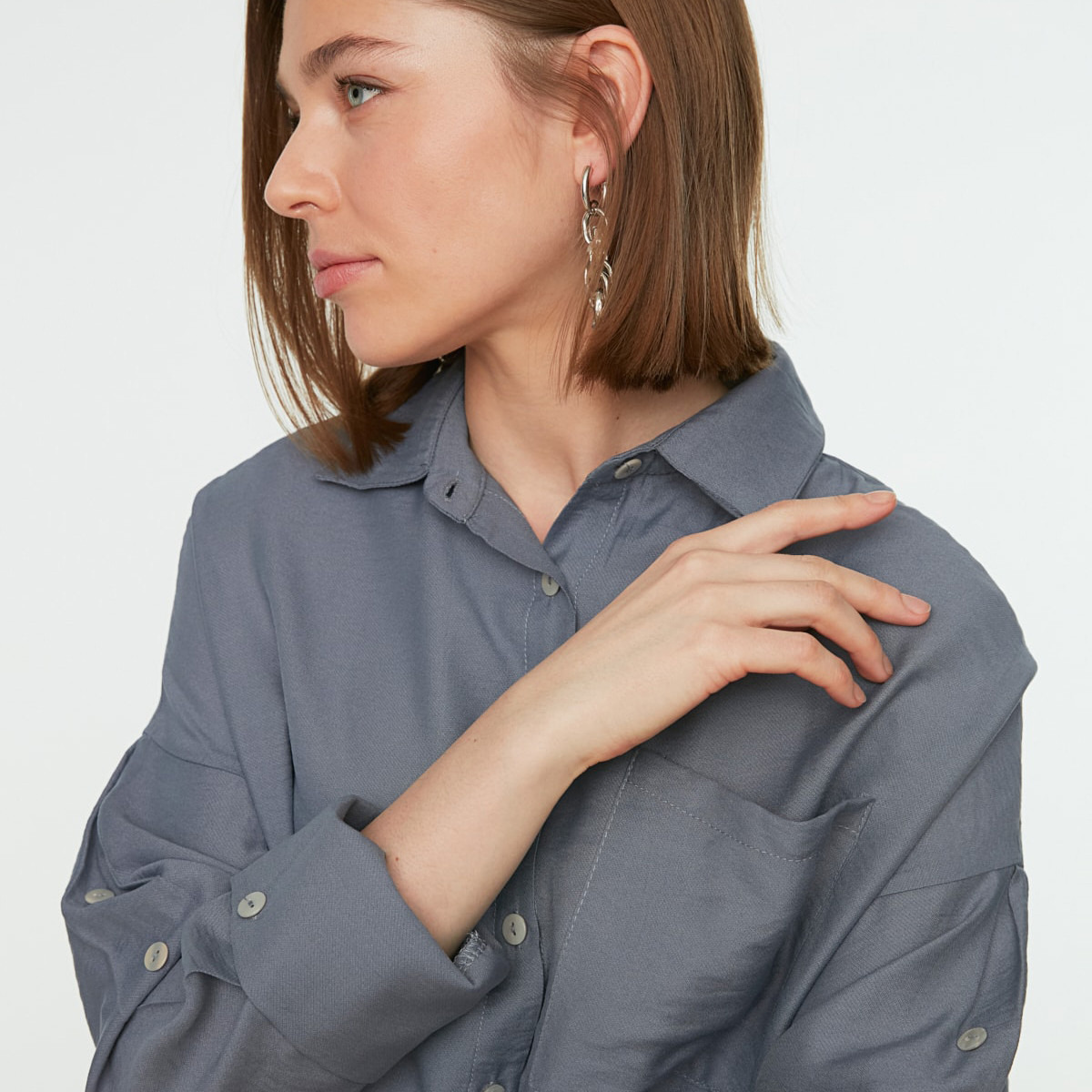 Trendyol Modest Women Solid Buttoned Long Shirt-Pant Set-women-clothing-coordsets-image-3