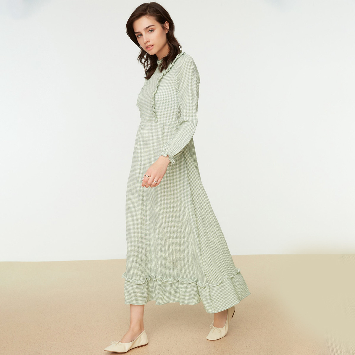 ترينديول أخضر طويل فستان-women-clothing-dresses-image-2