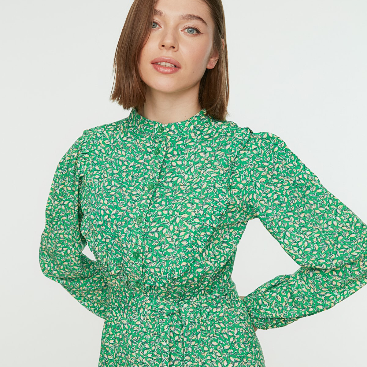 Trendyol Modest Women Printed High Neck Buttoned Dress-women-clothing-dresses-image-2