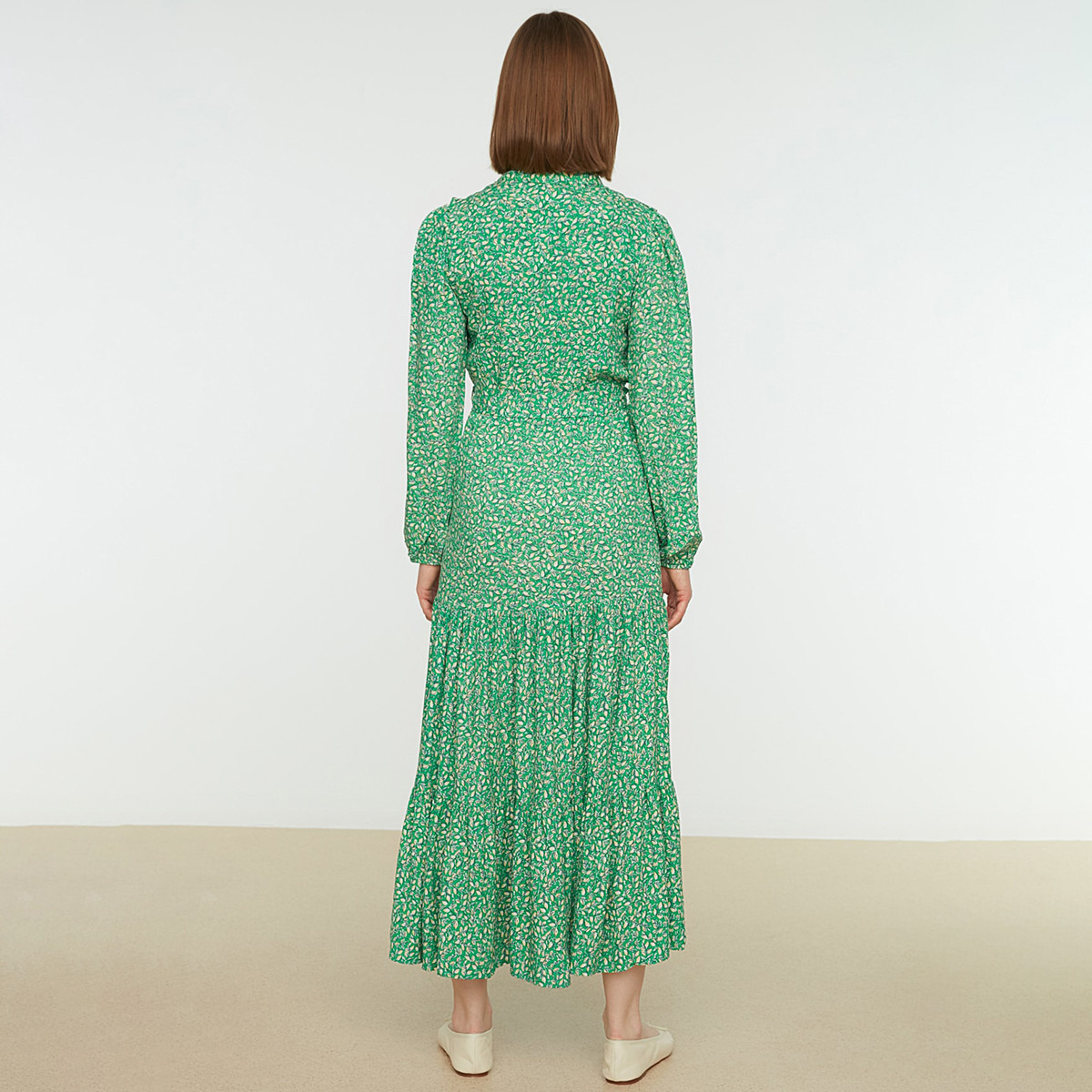 Trendyol Modest Women Printed High Neck Buttoned Dress-women-clothing-dresses-image-5