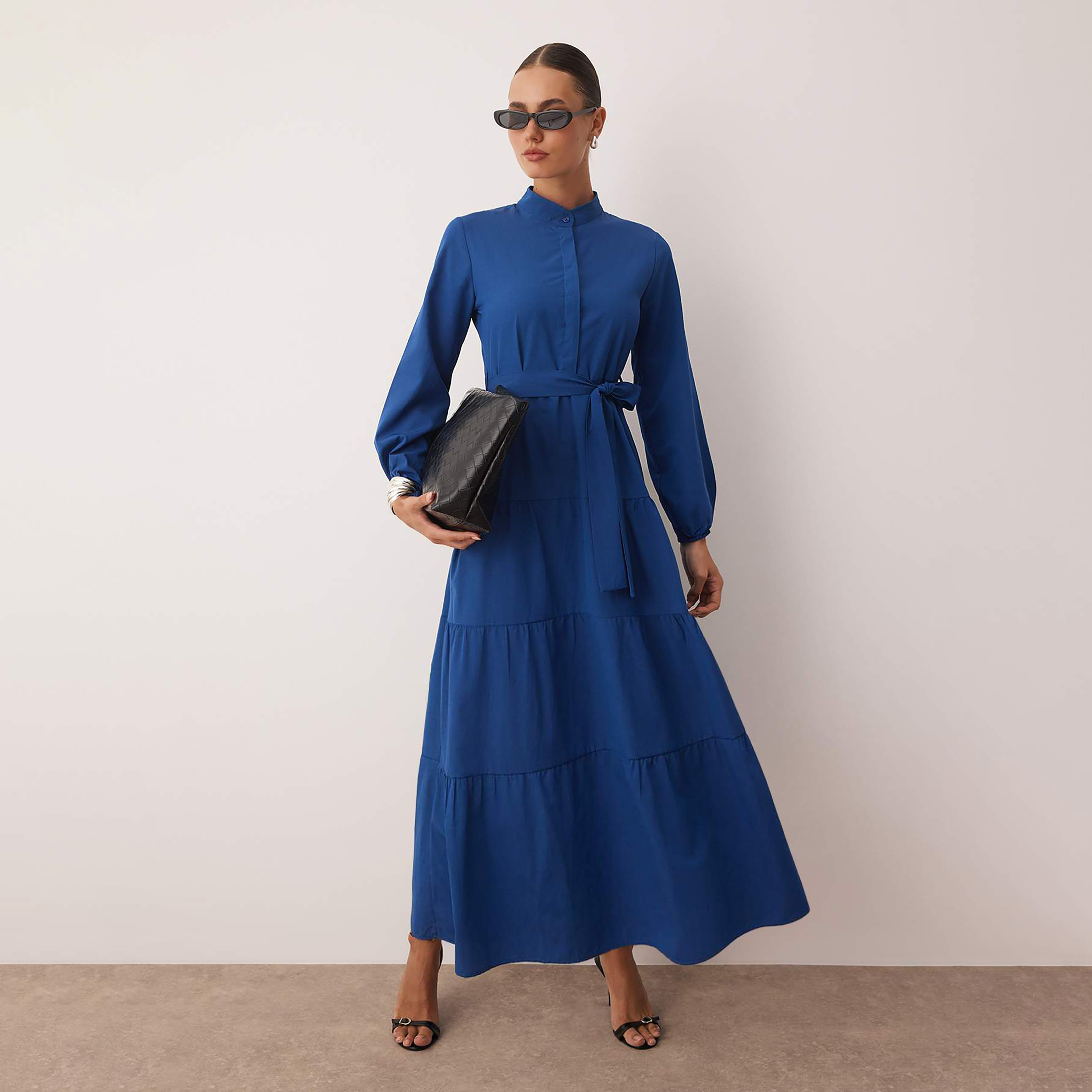 Trendyol Modest Band Collar Tiered Women's Maxi Dress-women-clothing-dresses-image-1
