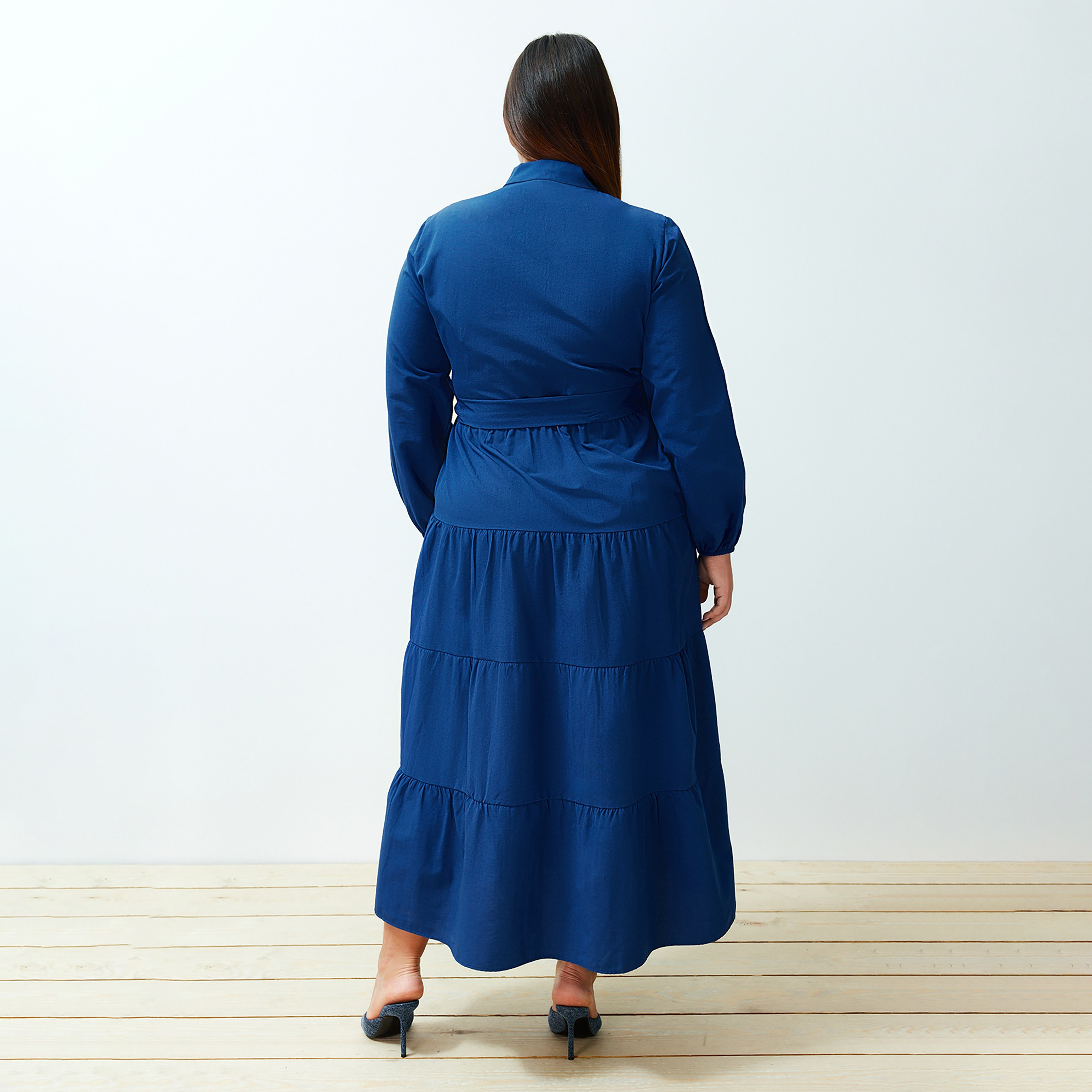 Trendyol Modest Band Collar Tiered Women's Maxi Dress-women-clothing-dresses-image-5