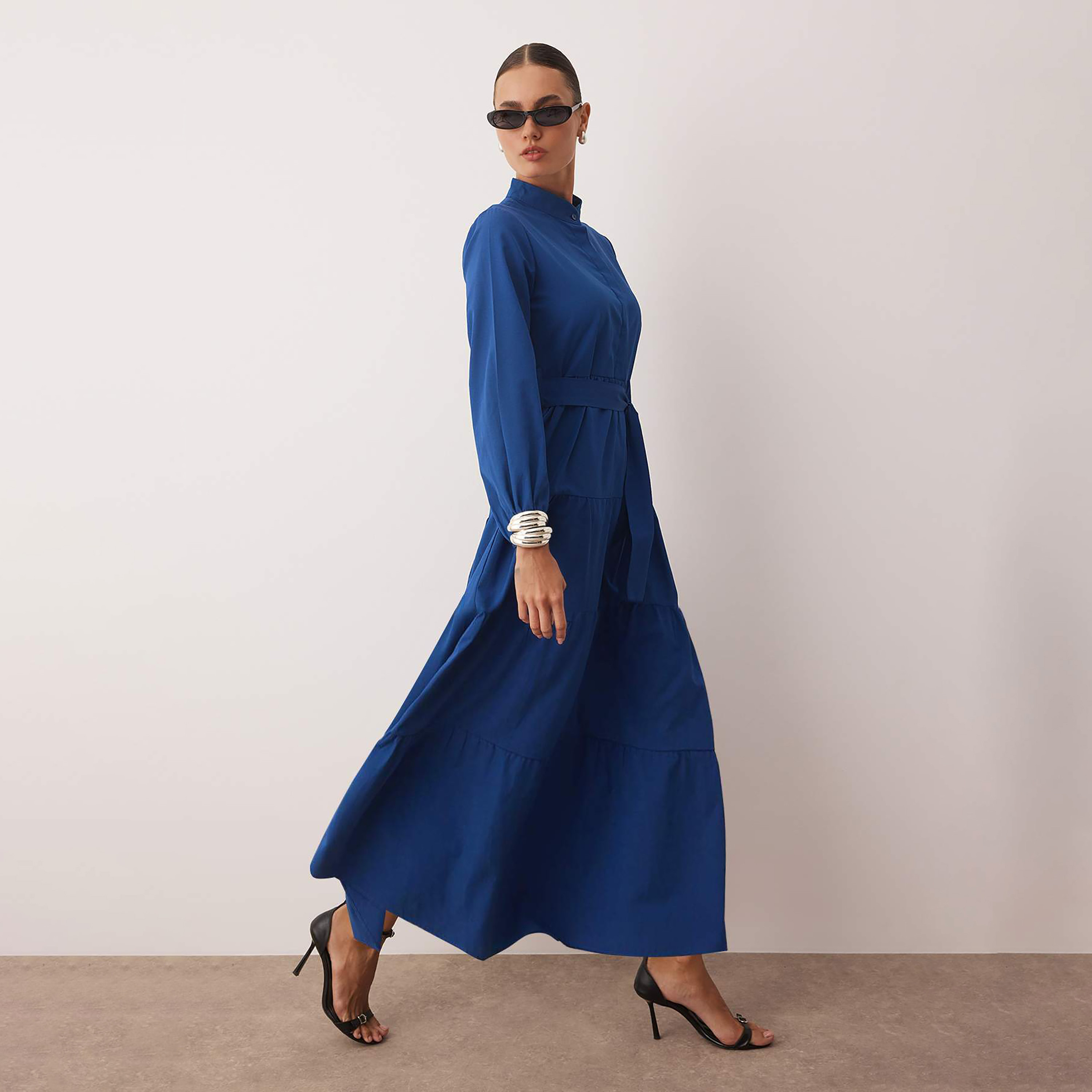 Trendyol Modest Band Collar Tiered Women's Maxi Dress-women-clothing-dresses-image-6