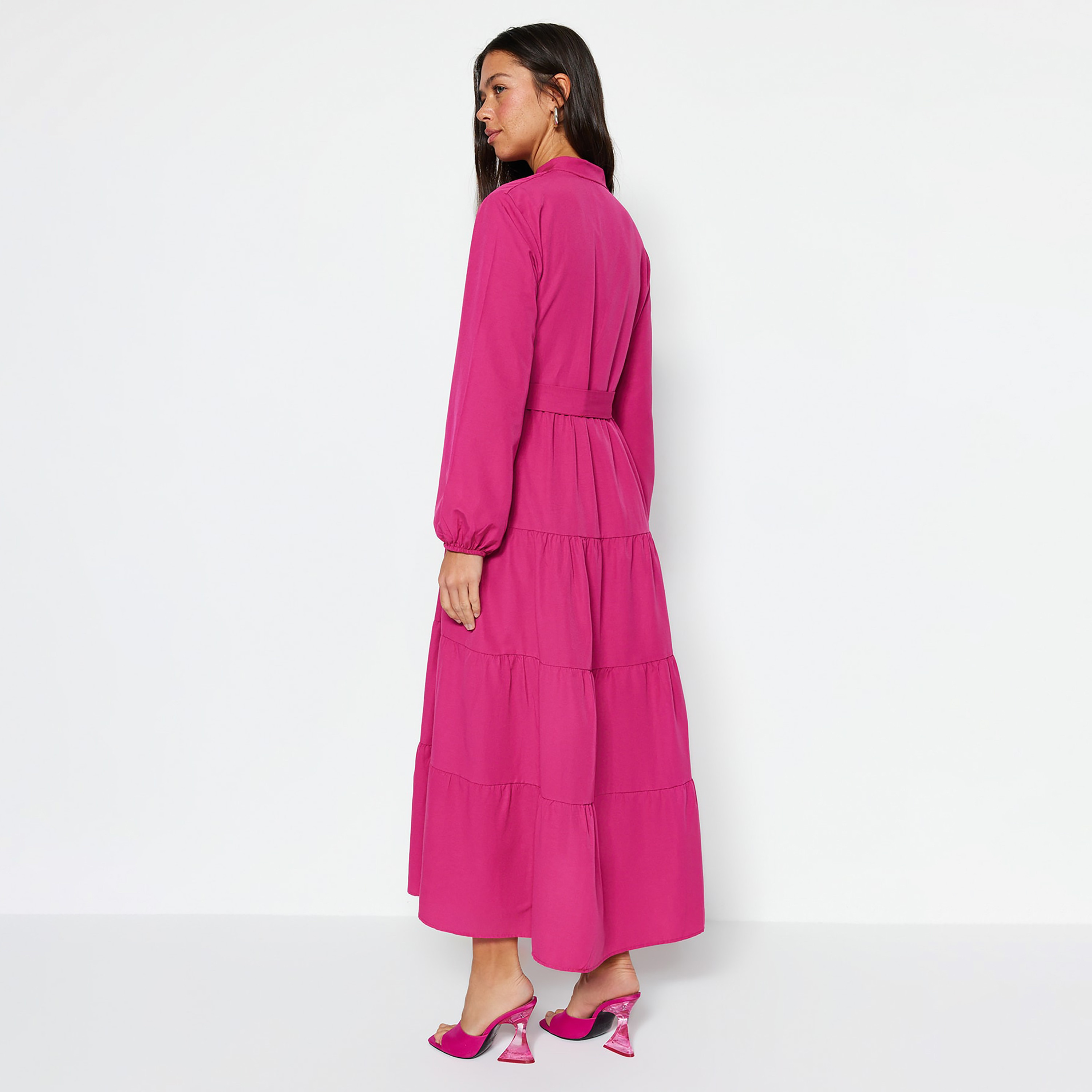 Trendyol Modest Band Collar Tiered Women's Maxi Dress-women-clothing-dresses-image-3