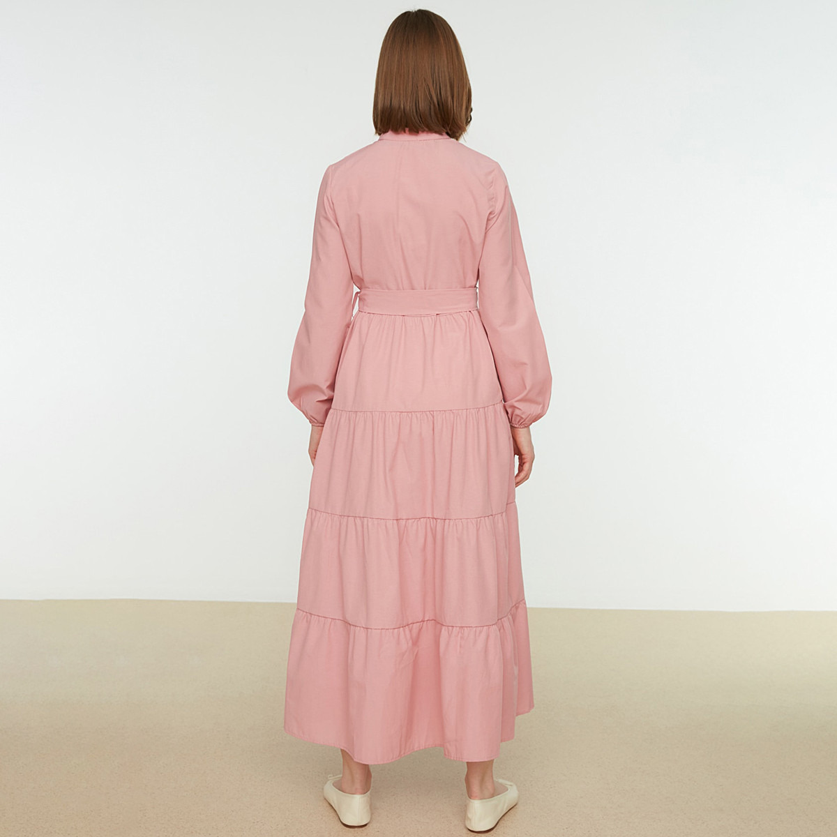 Trendyol Modest Women Solid Mandarin Neck Dress-women-clothing-dresses-image-5