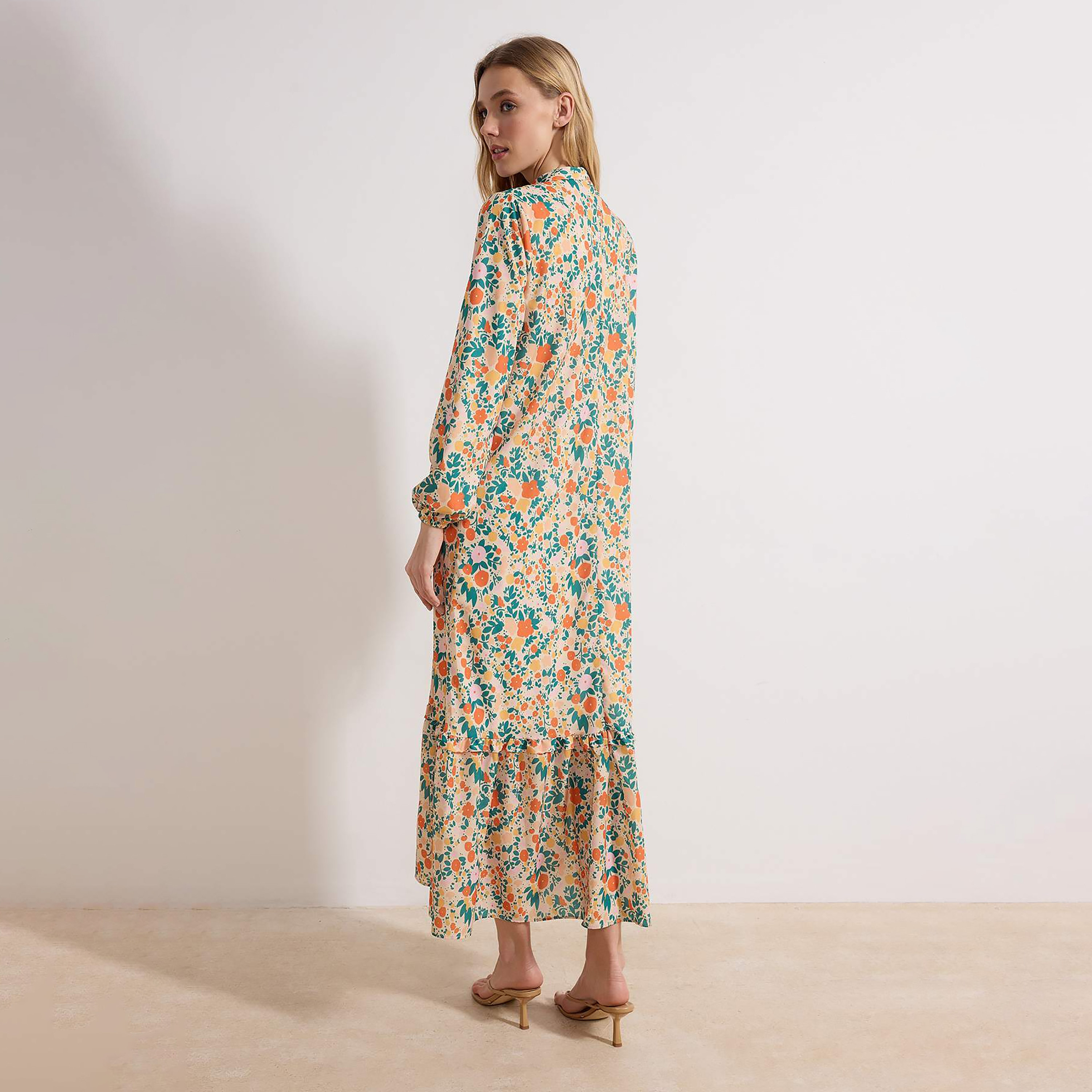 Trendyol Modest Floral Print Ruffled Neck Tiered Women's Maxi Dress-women-clothing-dresses-image-4