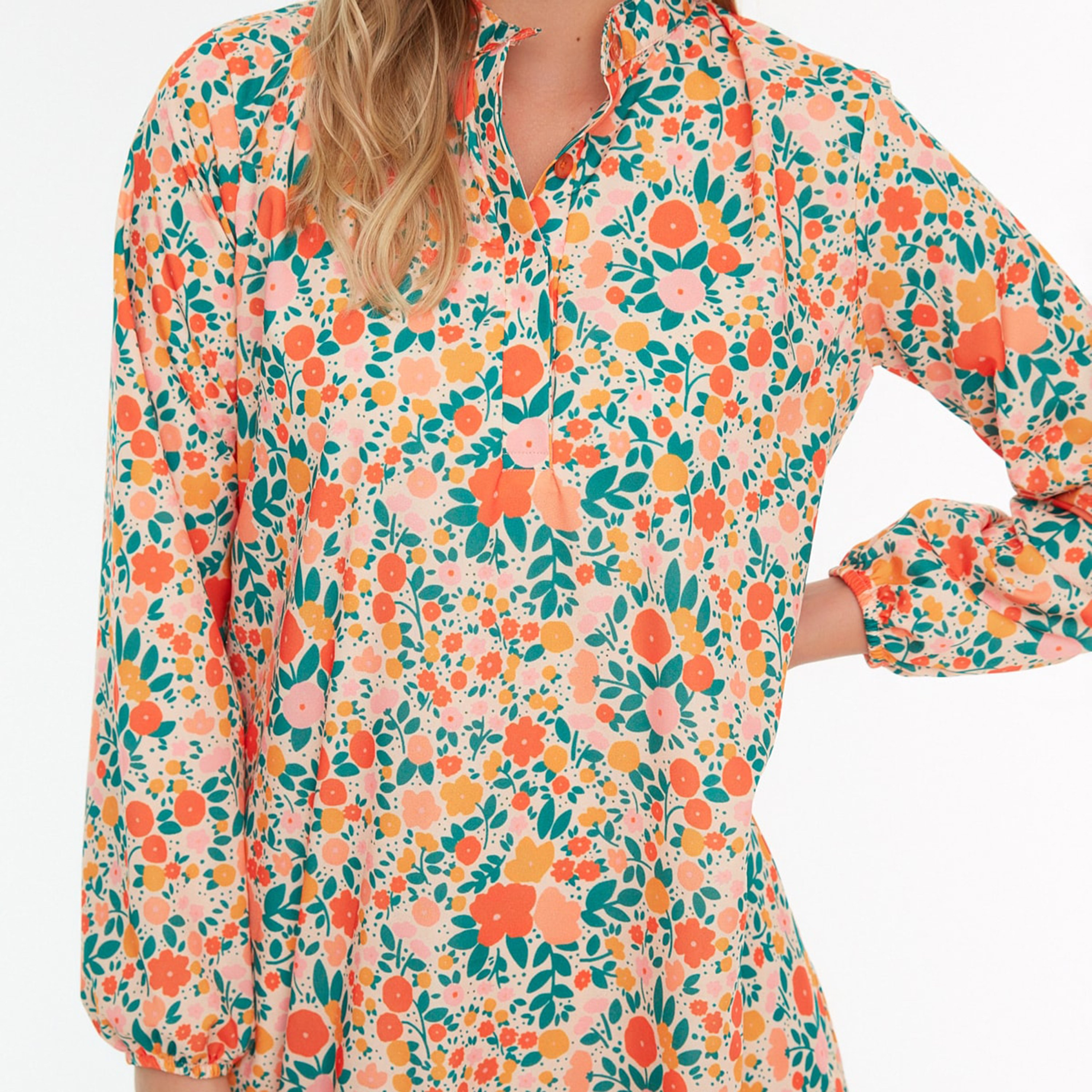 Trendyol Modest Floral Print Ruffled Neck Tiered Women's Maxi Dress-women-clothing-dresses-image-6
