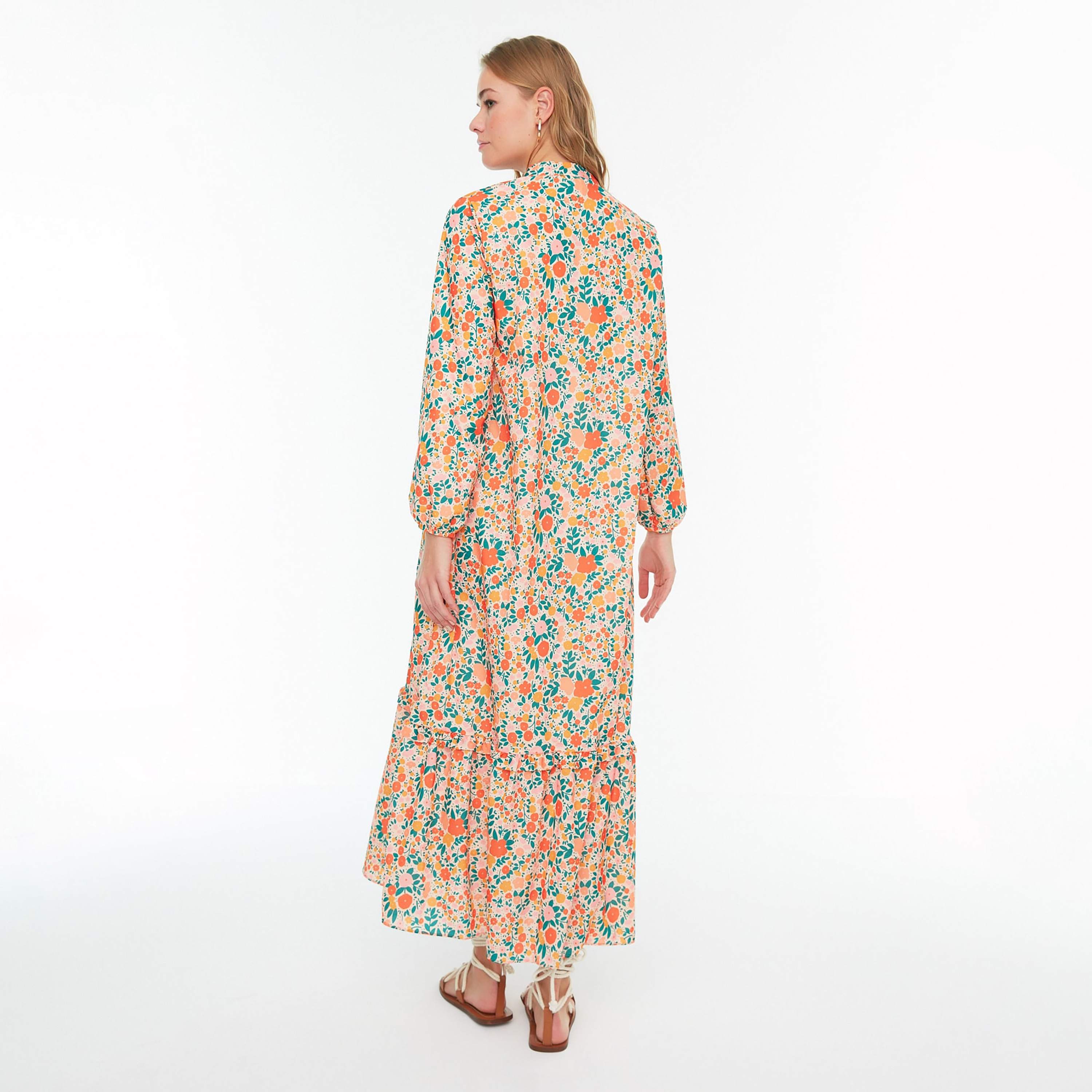 Trendyol Modest Floral Print Ruffled Neck Tiered Women's Maxi Dress-women-clothing-dresses-image-8