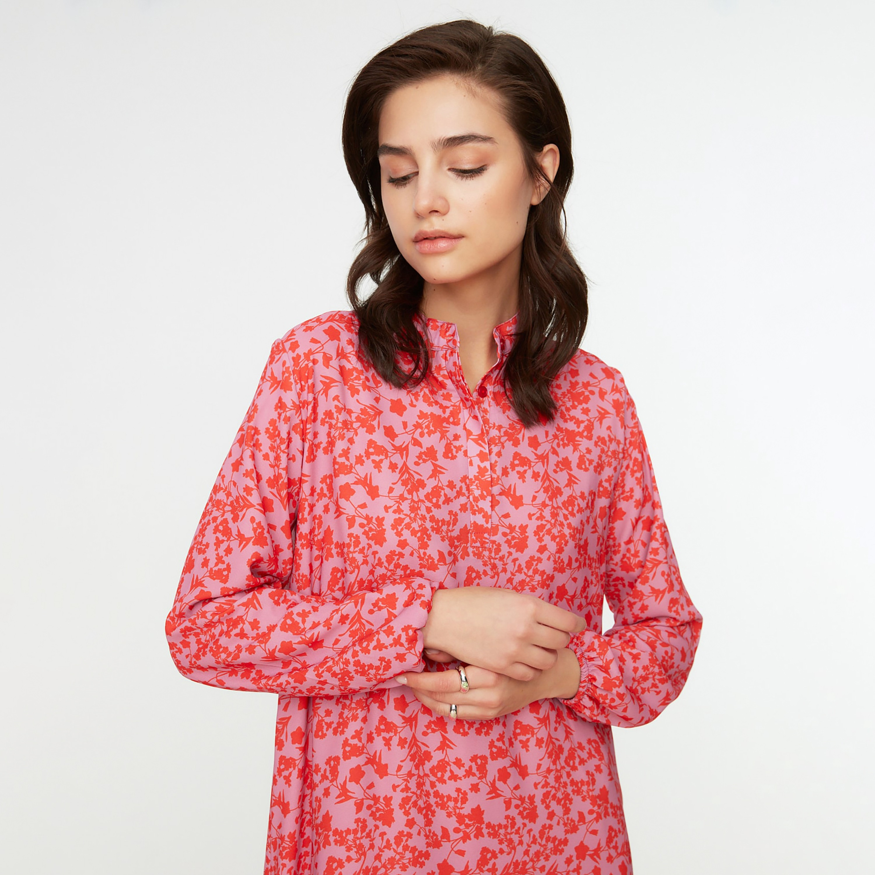 Trendyol Modest Floral Print Ruffled Neck Tiered Women's Maxi Dress-women-clothing-dresses-image-8
