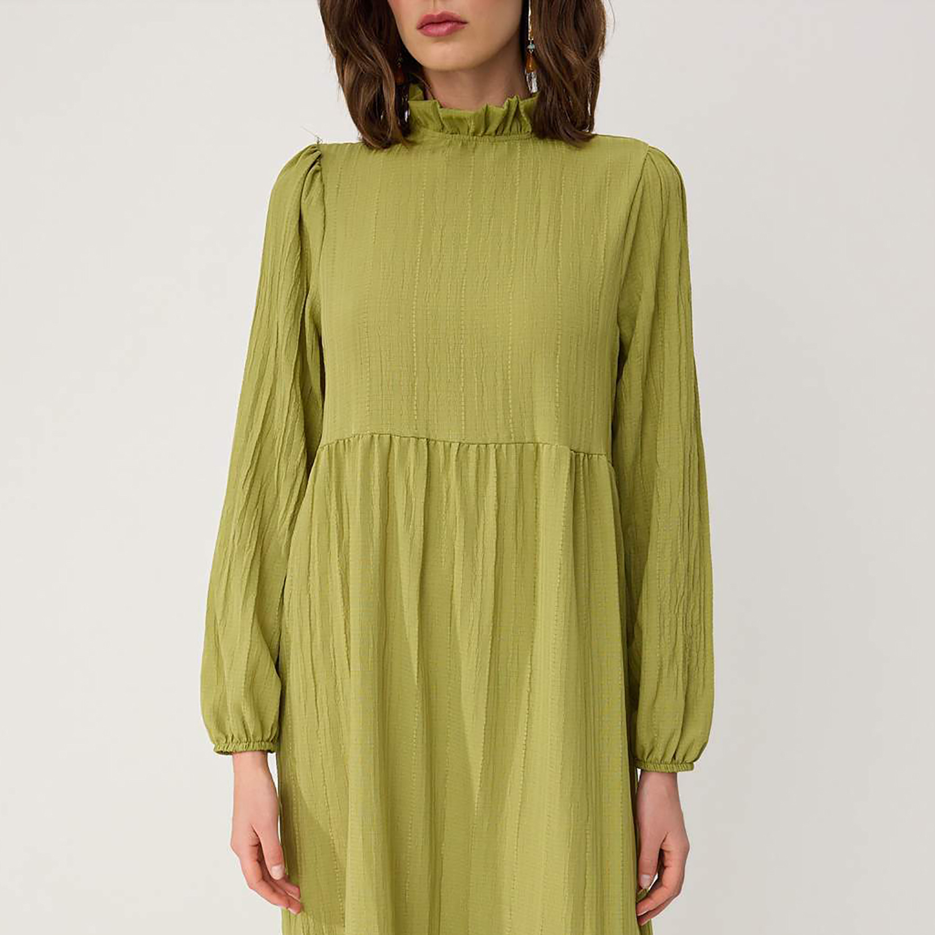Trendyol Modest Textured Ruffled Neck Tiered Women's Maxi Dress-women-clothing-dresses-image-4